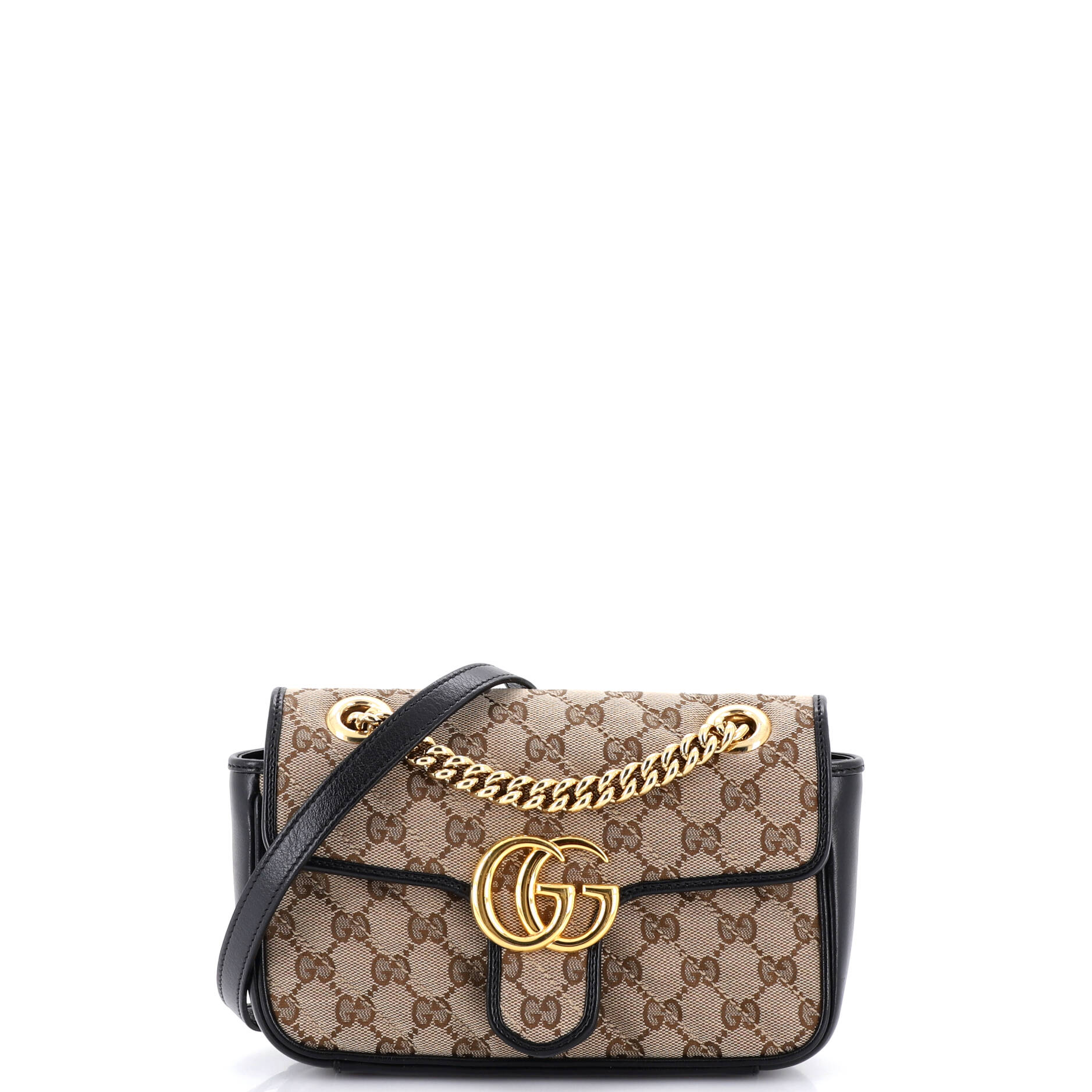 GG Marmont Flap Bag Diagonal Quilted GG Canvas with Leather Mini