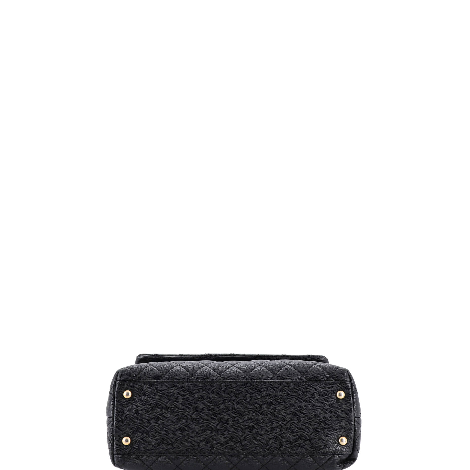 Coco Top Handle Bag Quilted Caviar with Snakeskin Small
