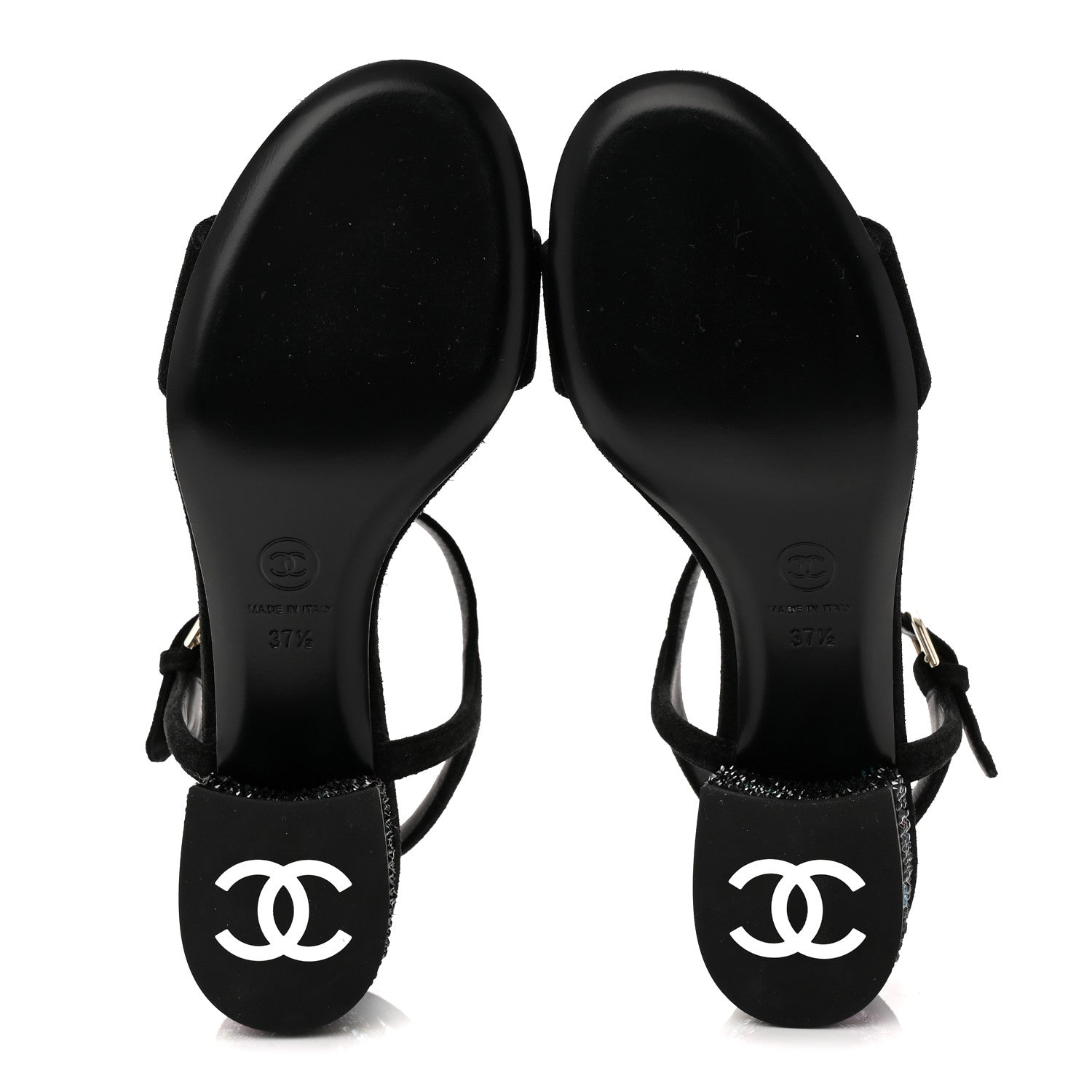 Suede Strass Ankle Strap Sandals 37.5 Black Multicolor