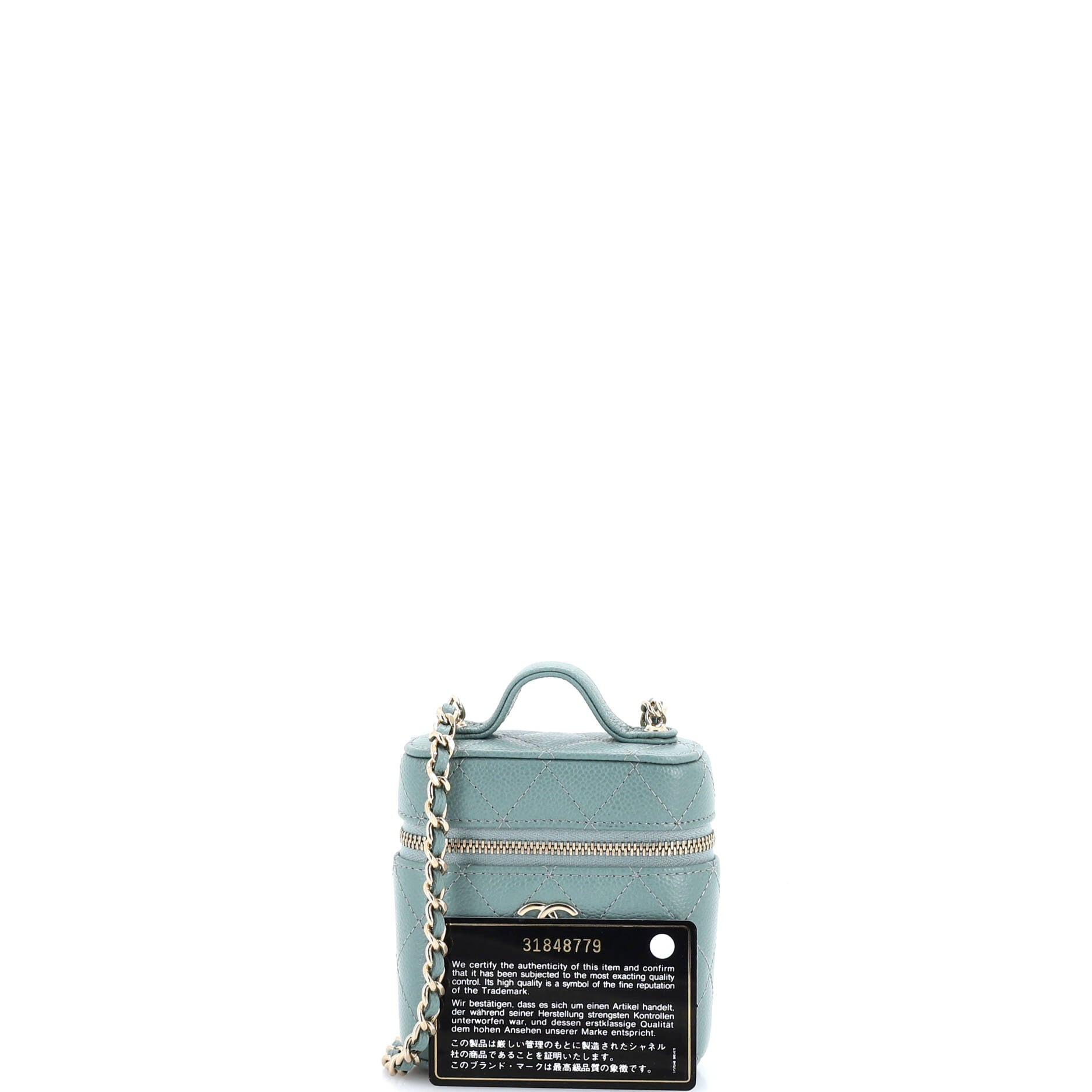 Handle with Care Vanity Case with Chain Quilted Caviar