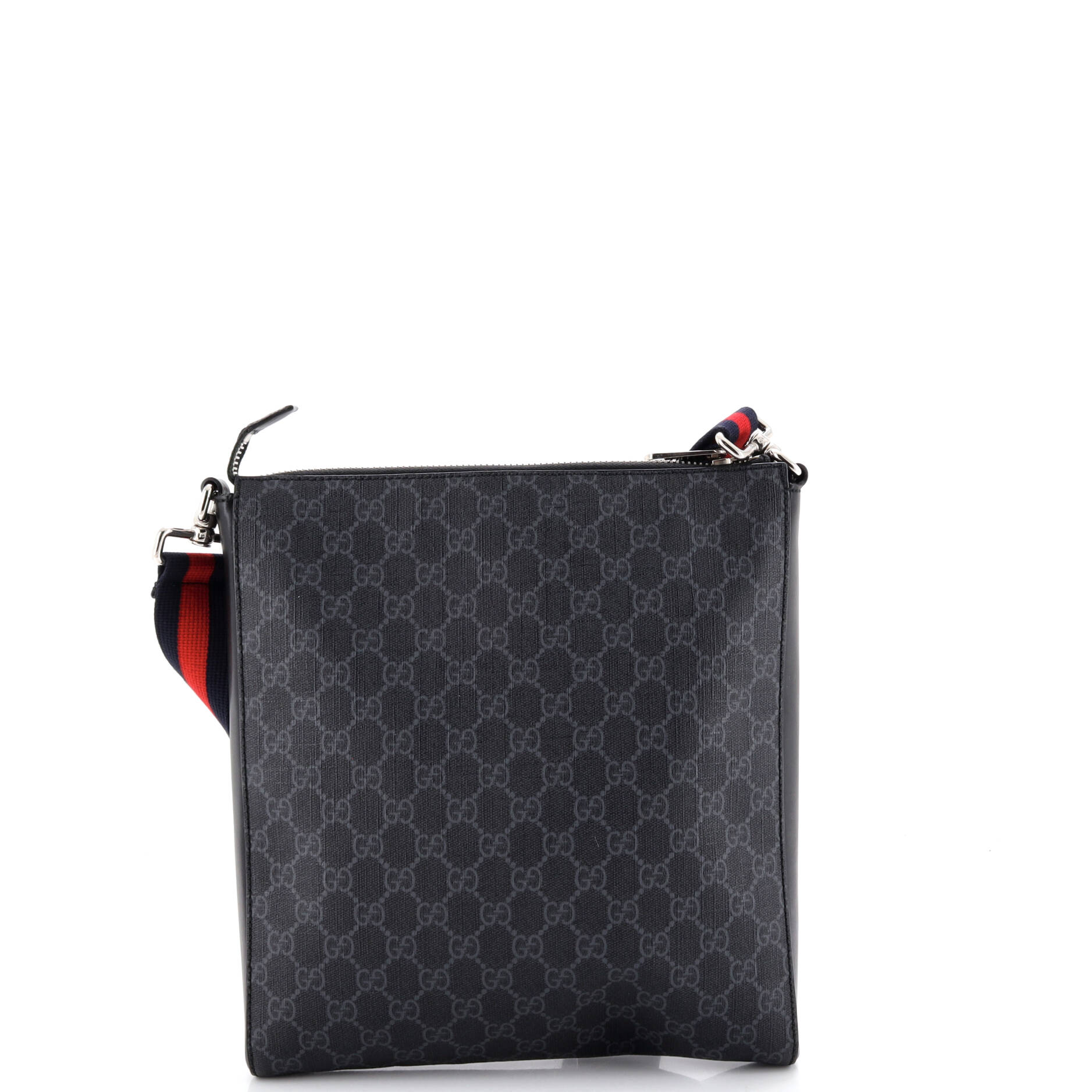 Web Strap Front Zip Messenger Bag GG Coated Canvas Medium