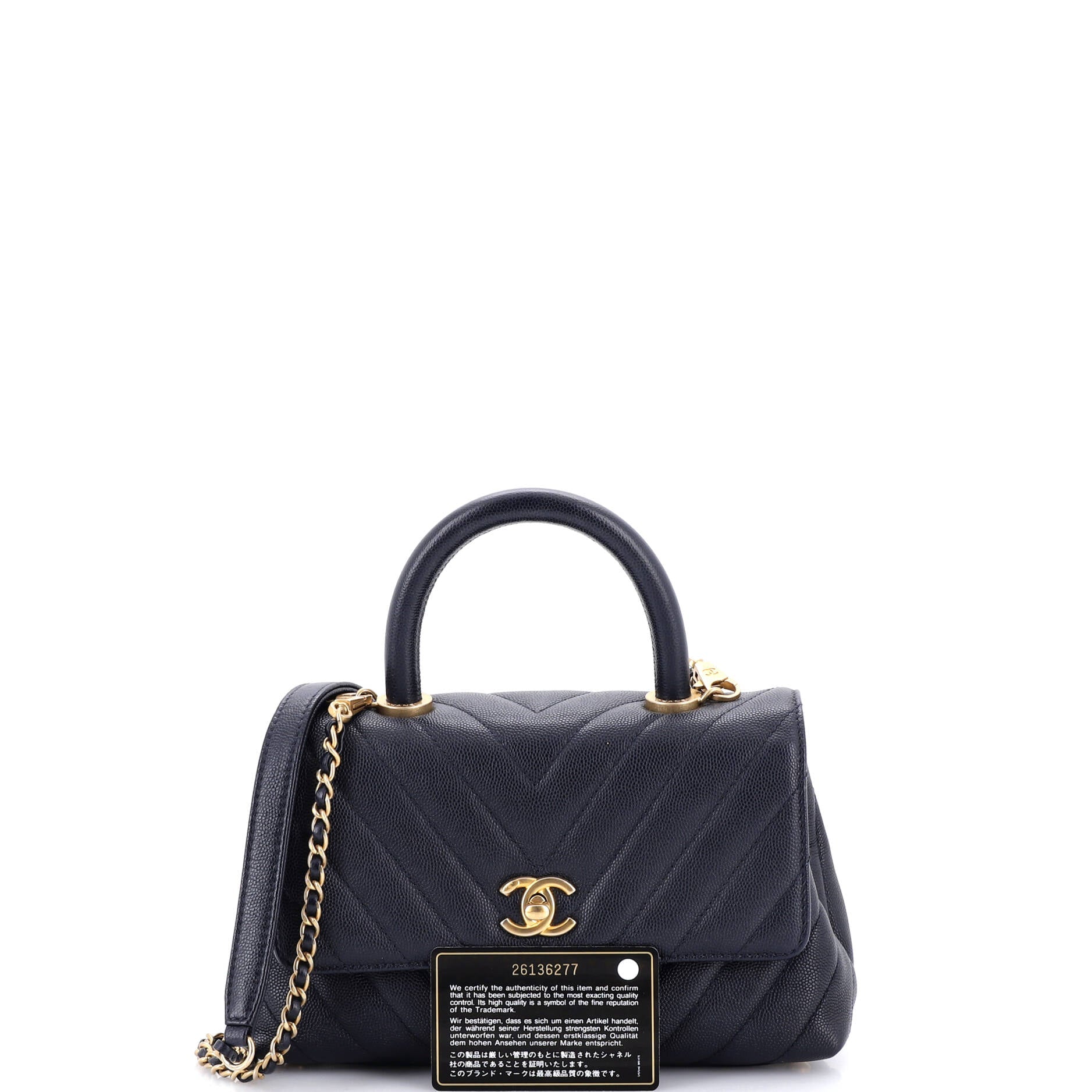 Coco Top Handle Bag Chevron Caviar Mini