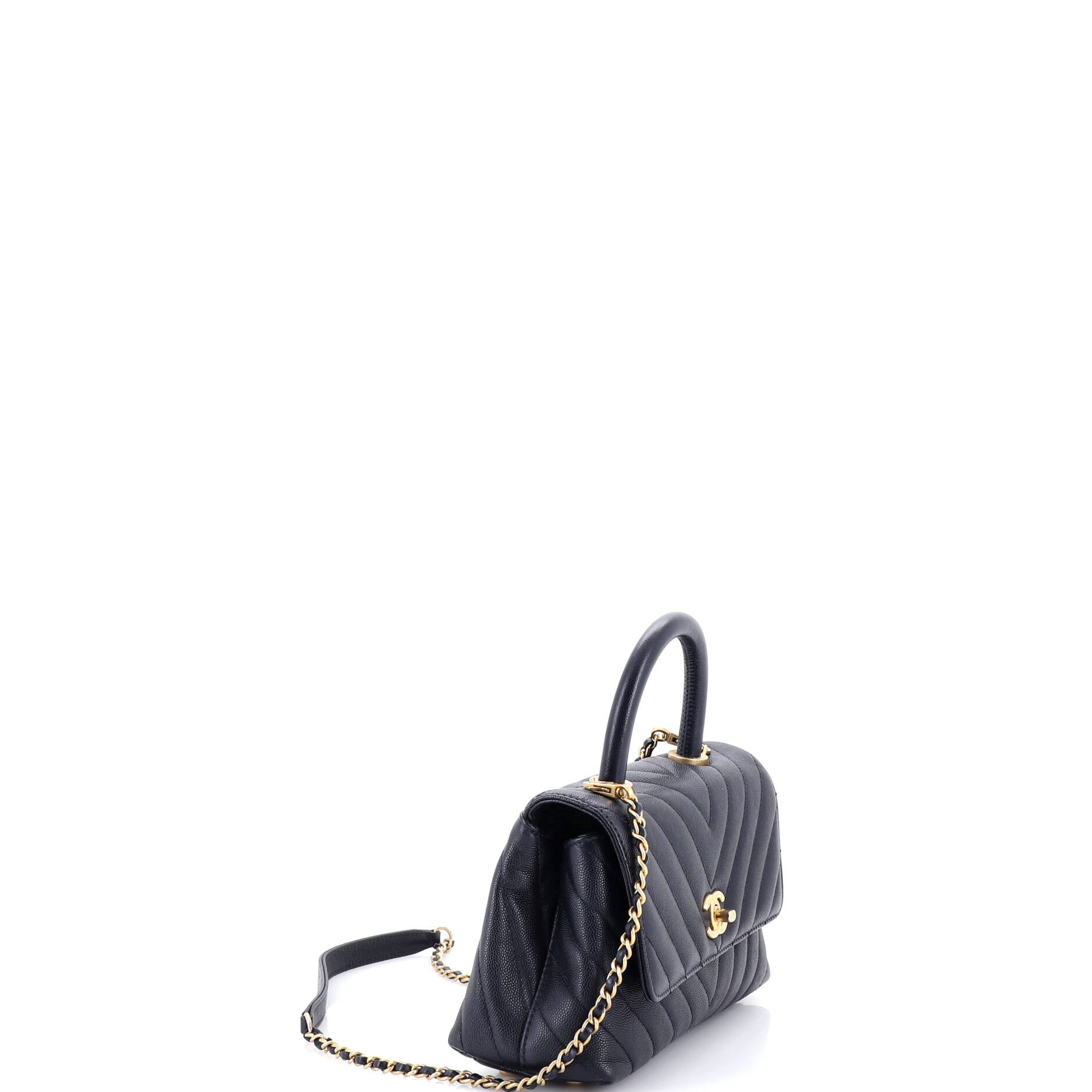 Coco Top Handle Bag Chevron Caviar Mini