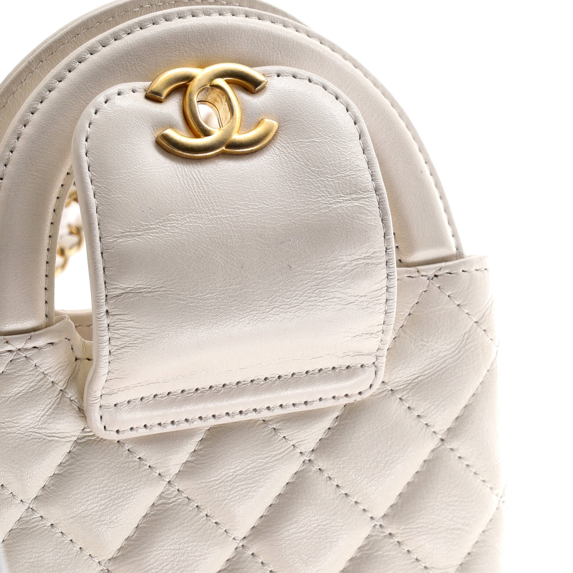 Kelly Top Handle Shopping Bag Quilted Shiny Aged Calfskin Nano