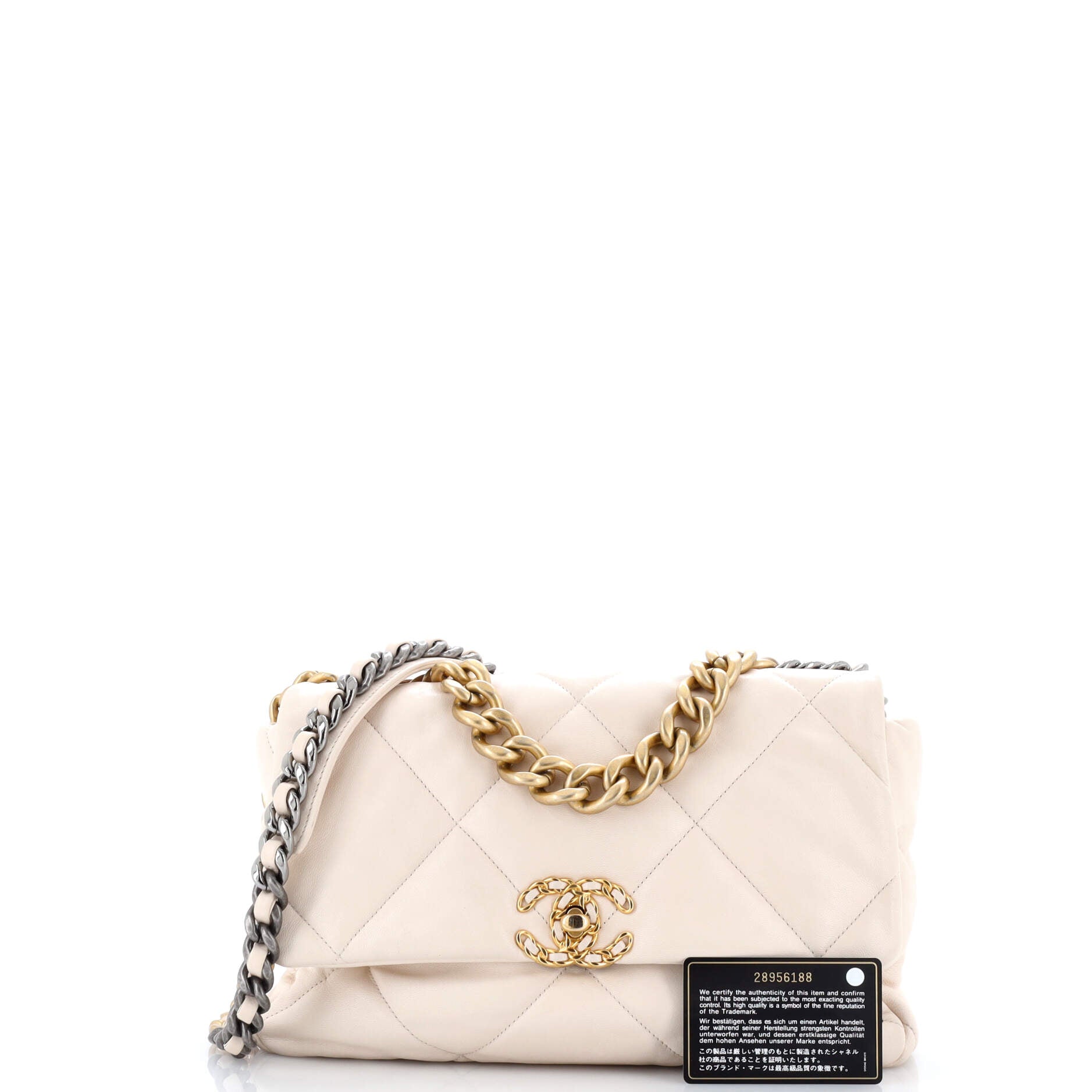 19 Flap Bag Quilted Leather Large
