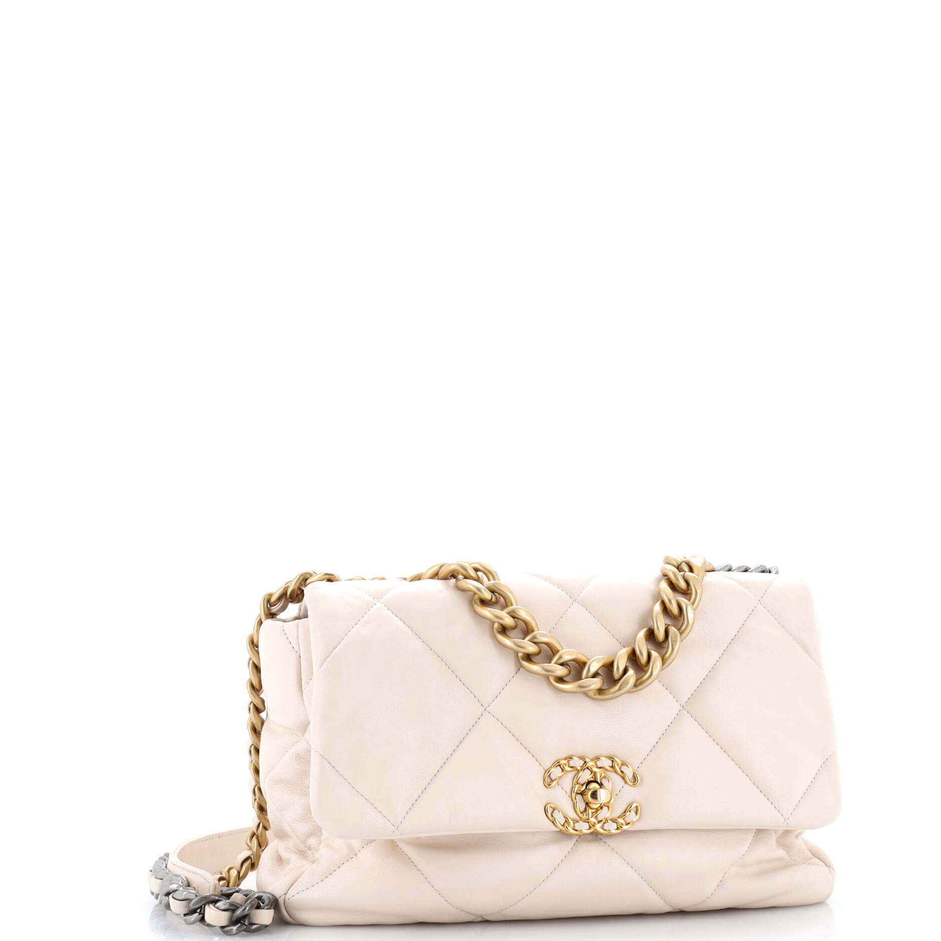 19 Flap Bag Quilted Leather Large
