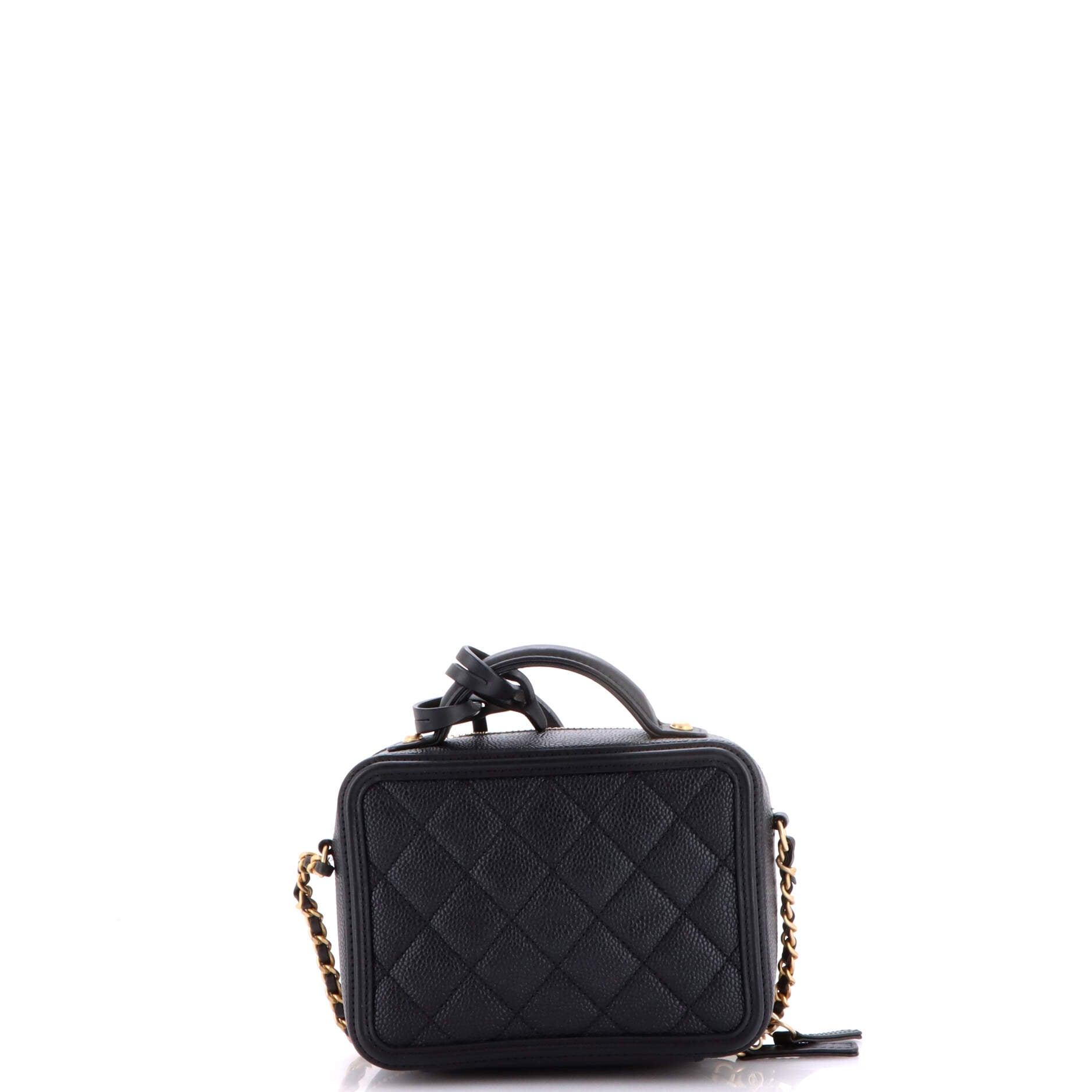 Filigree Vanity Case Quilted Caviar Small