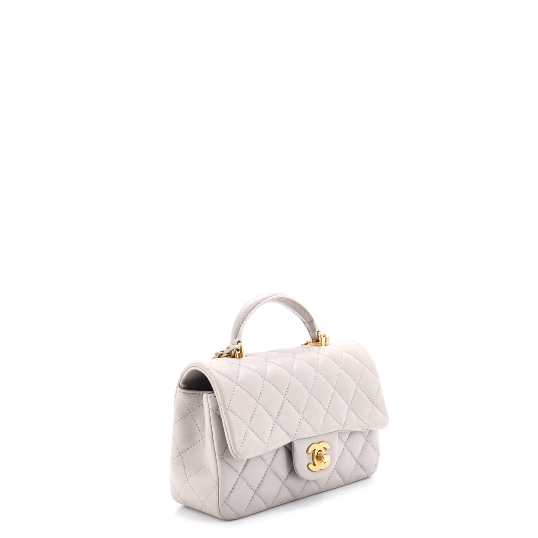 Classic Single Flap Top Handle Bag Quilted Lambskin Mini