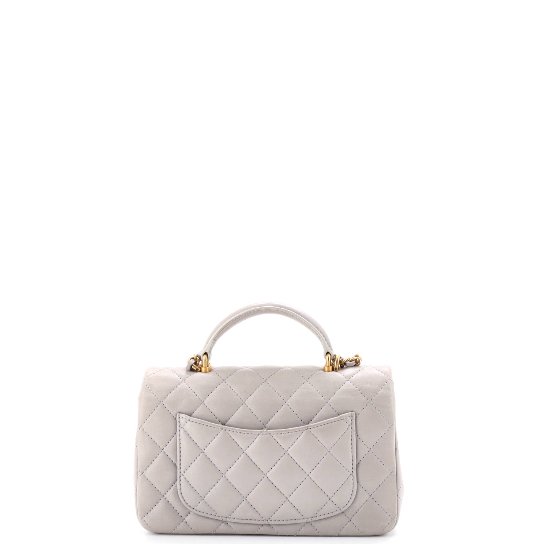 Classic Single Flap Top Handle Bag Quilted Lambskin Mini