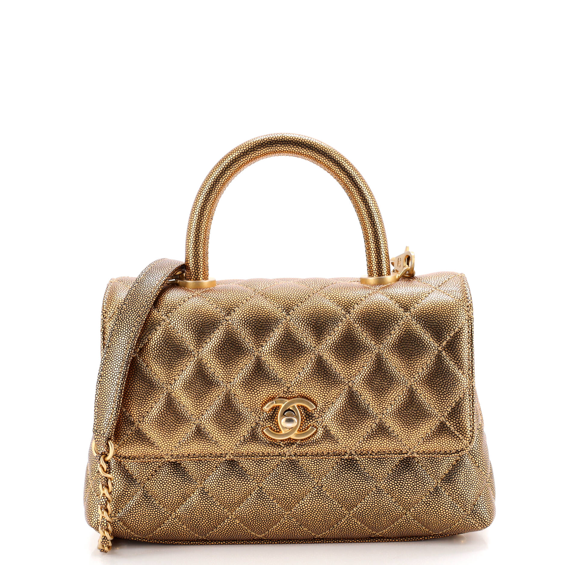 Coco Top Handle Bag Quilted Caviar Mini