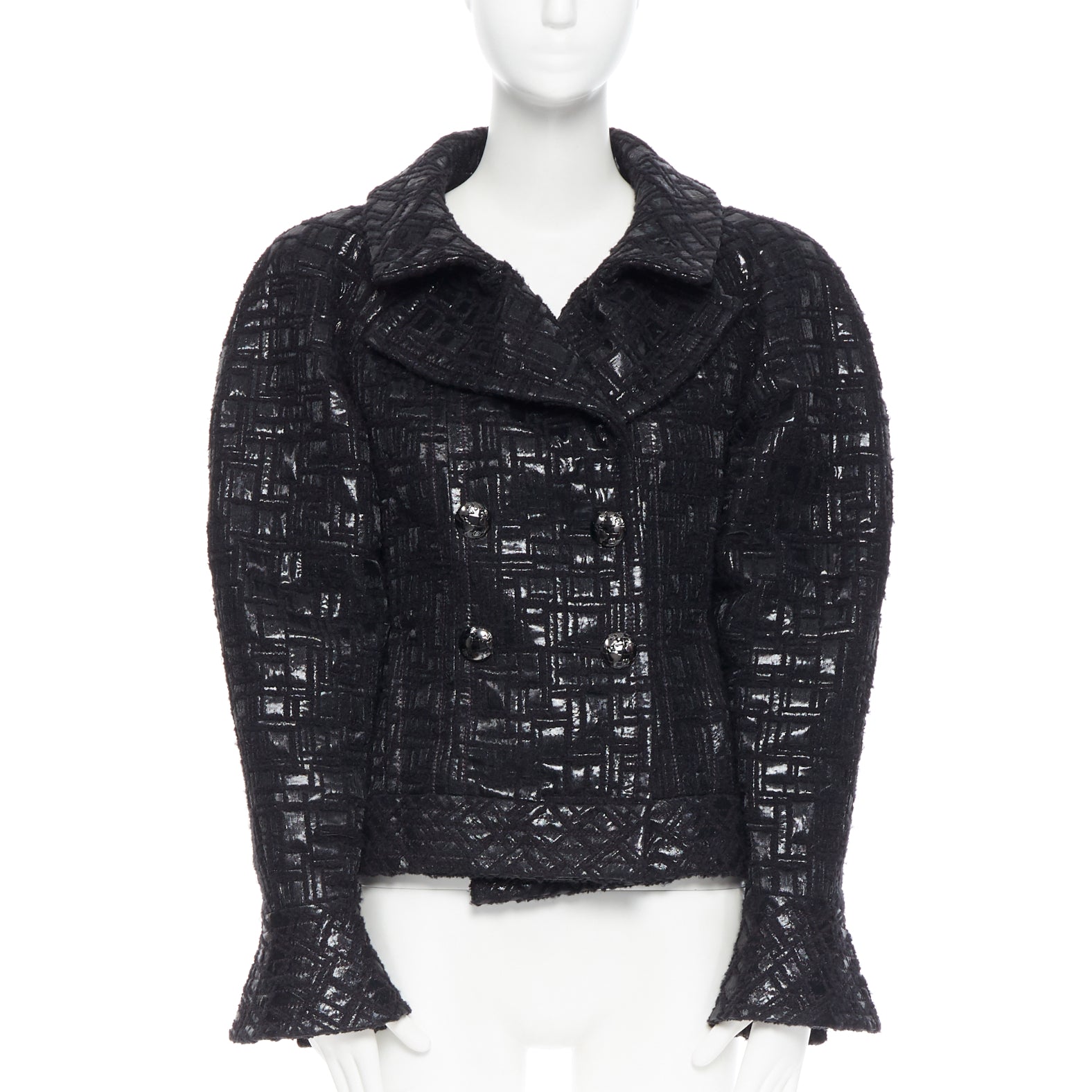 Women's Chanel cyber tweed bomber sleeve double breasted jacket