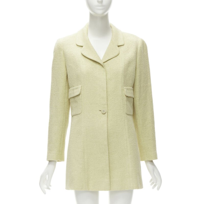 Women's Chanel pastel tweed CC button long jacket