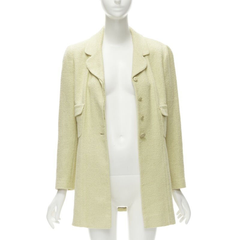 Women's Chanel pastel tweed CC button long jacket