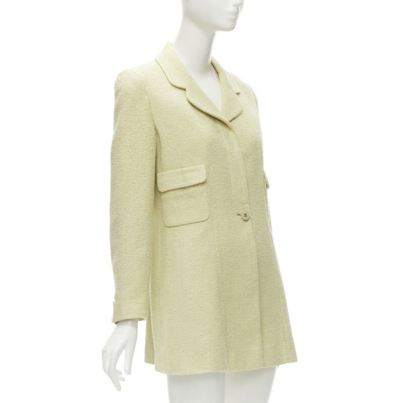 Women's Chanel pastel tweed CC button long jacket