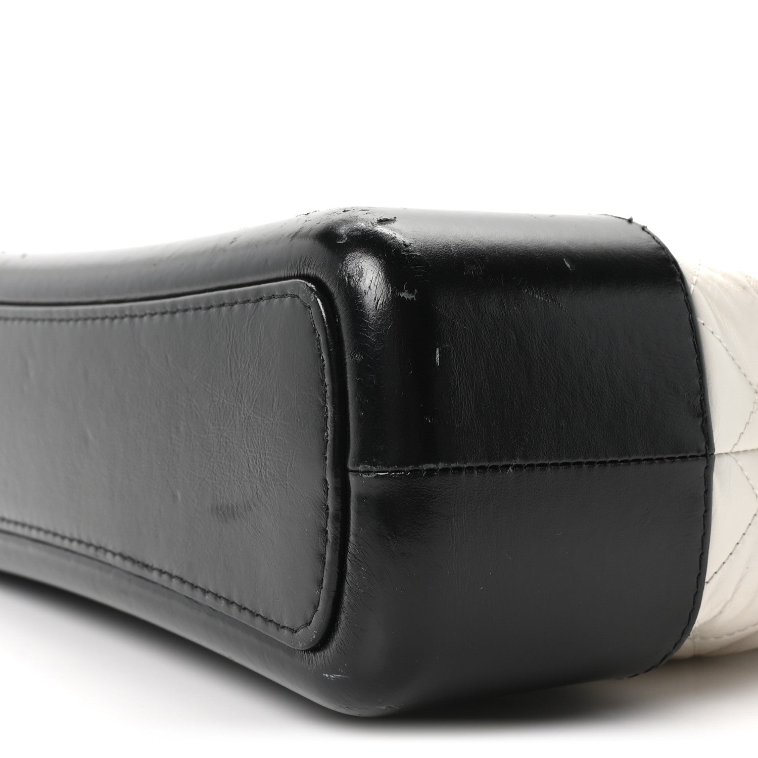 Aged Calfskin Quilted Large Gabrielle Hobo White Black