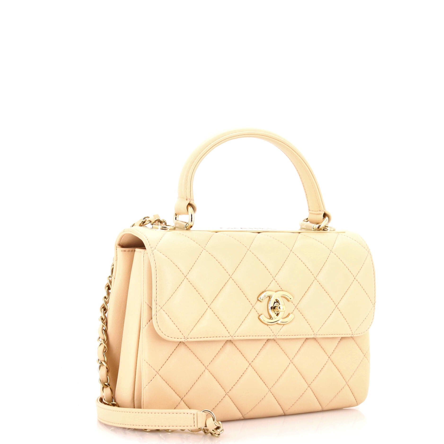 Trendy CC Top Handle Bag Quilted Lambskin Small