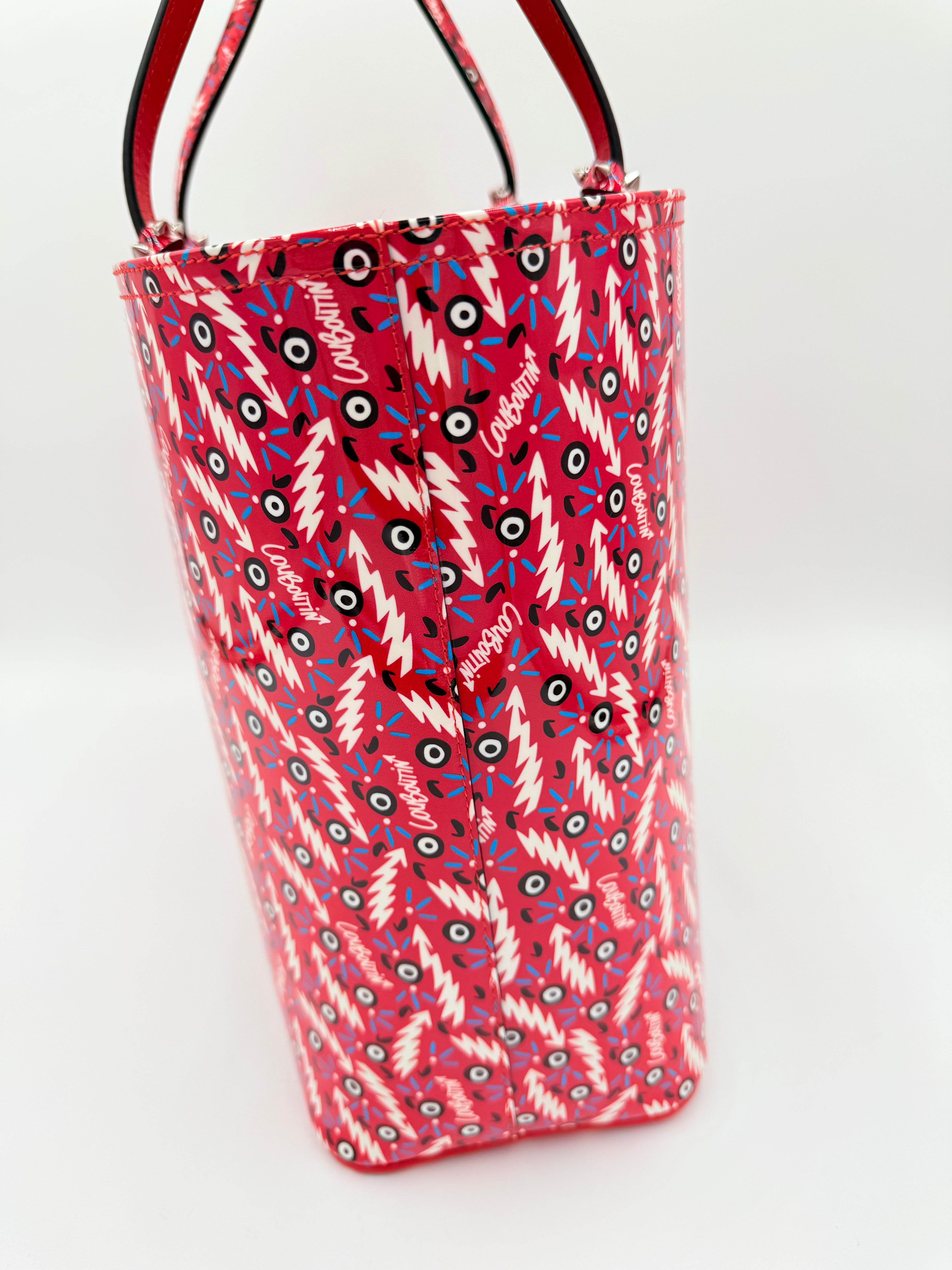 Handbag Luxury Designer By Christian Louboutin In Red & White, Size:Large