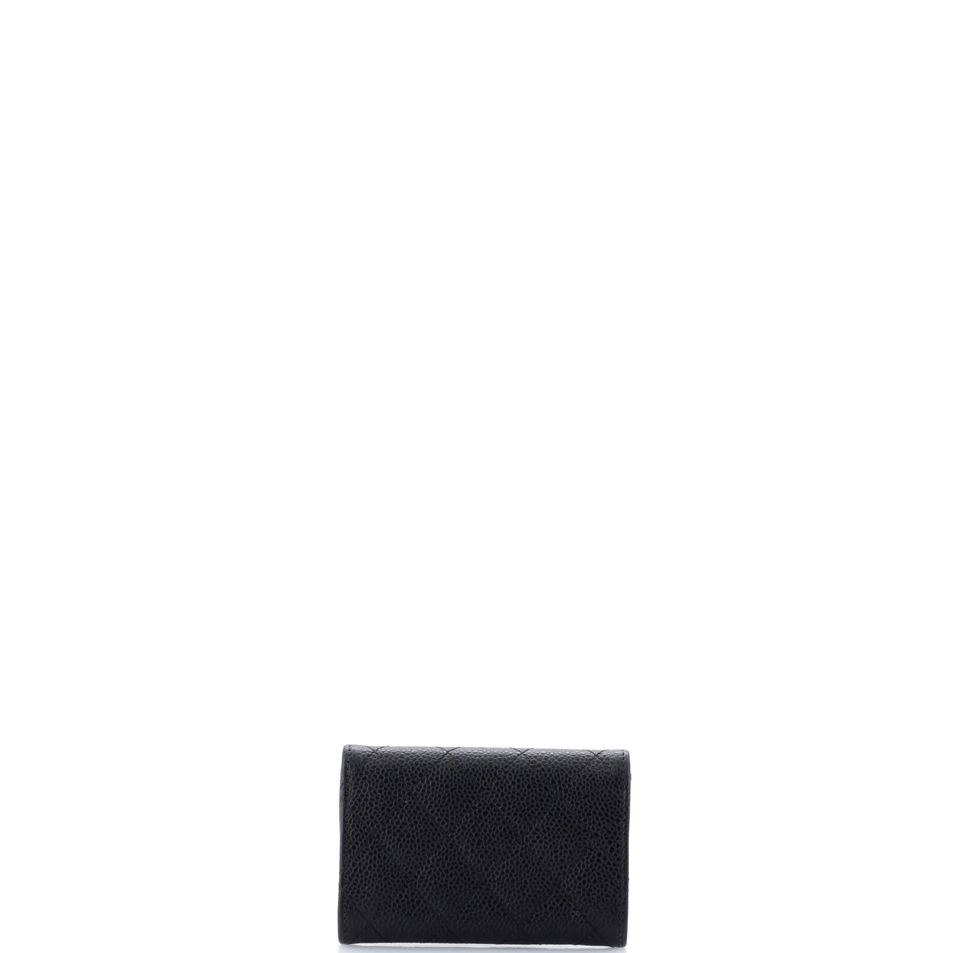 Classic Flap Card Holder Quilted Caviar