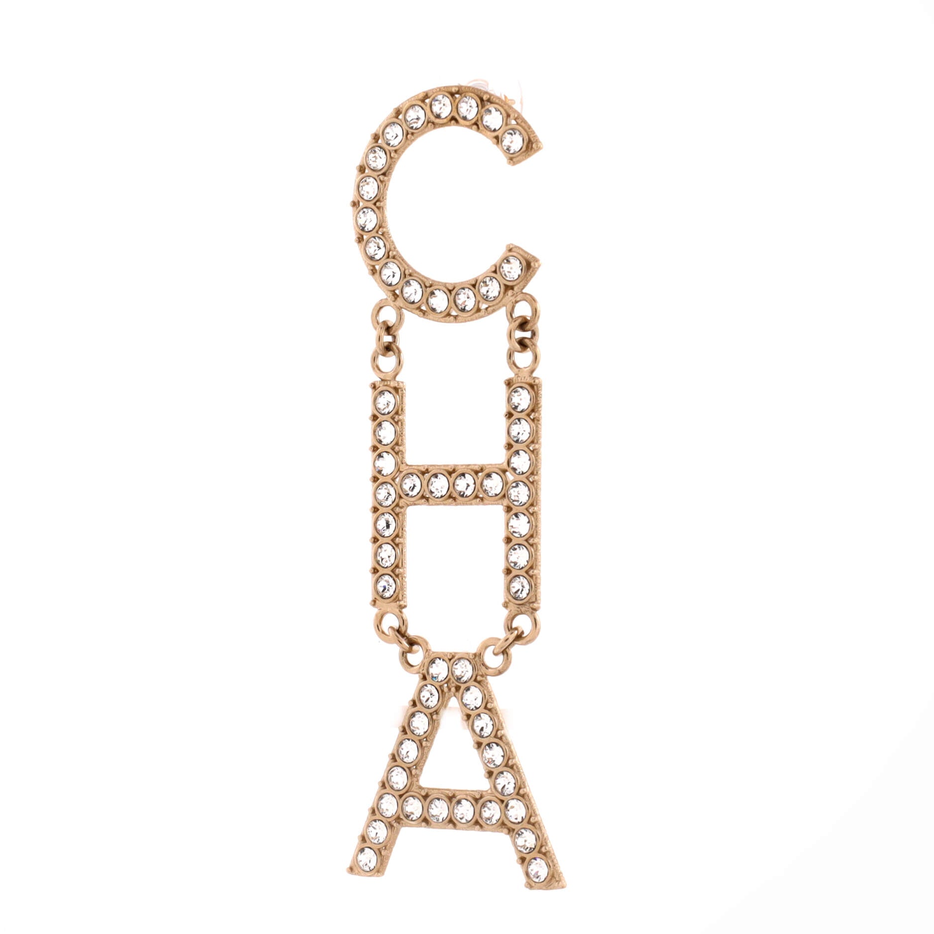 CHA-NEL Drop Earrings Metal with Crystals