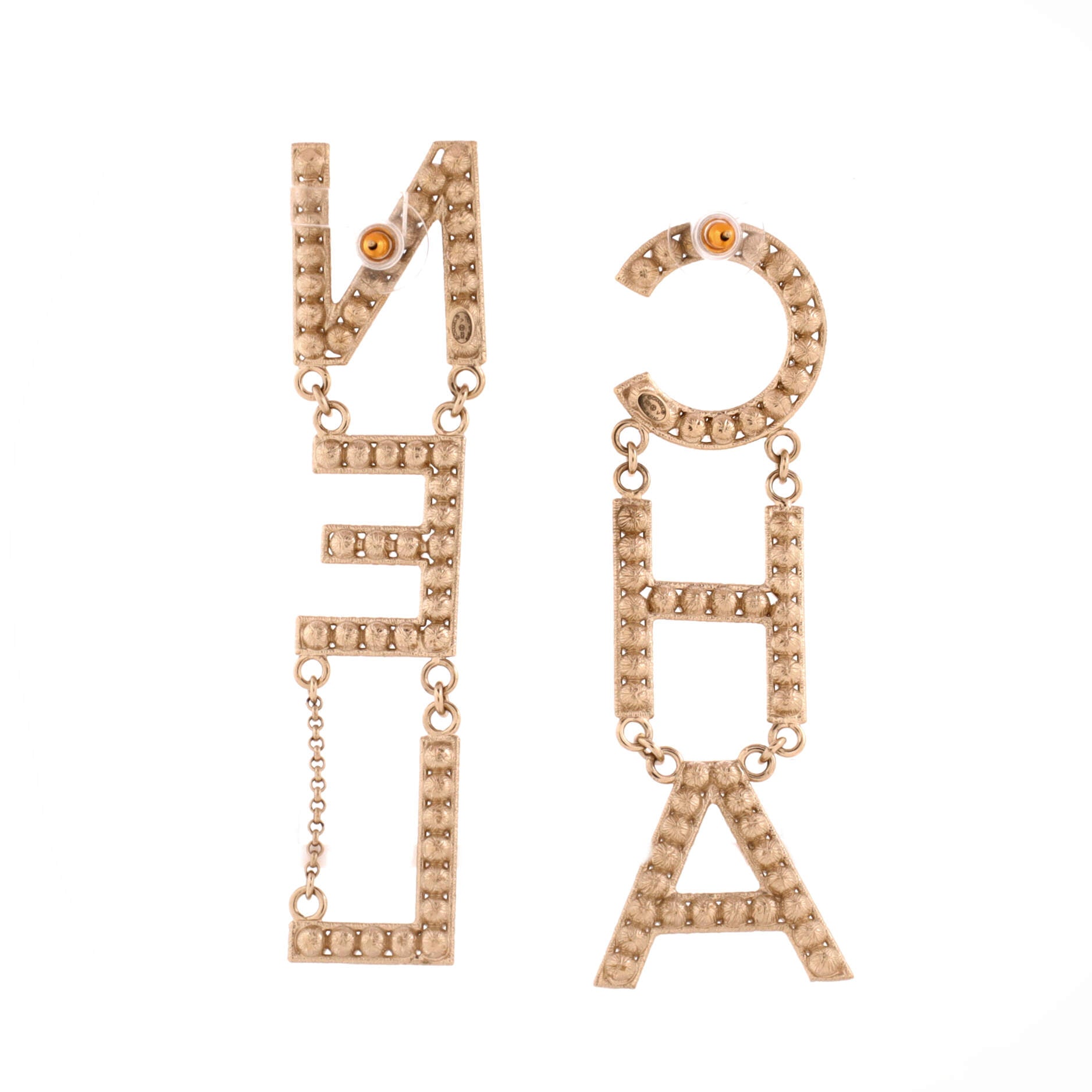 CHA-NEL Drop Earrings Metal with Crystals
