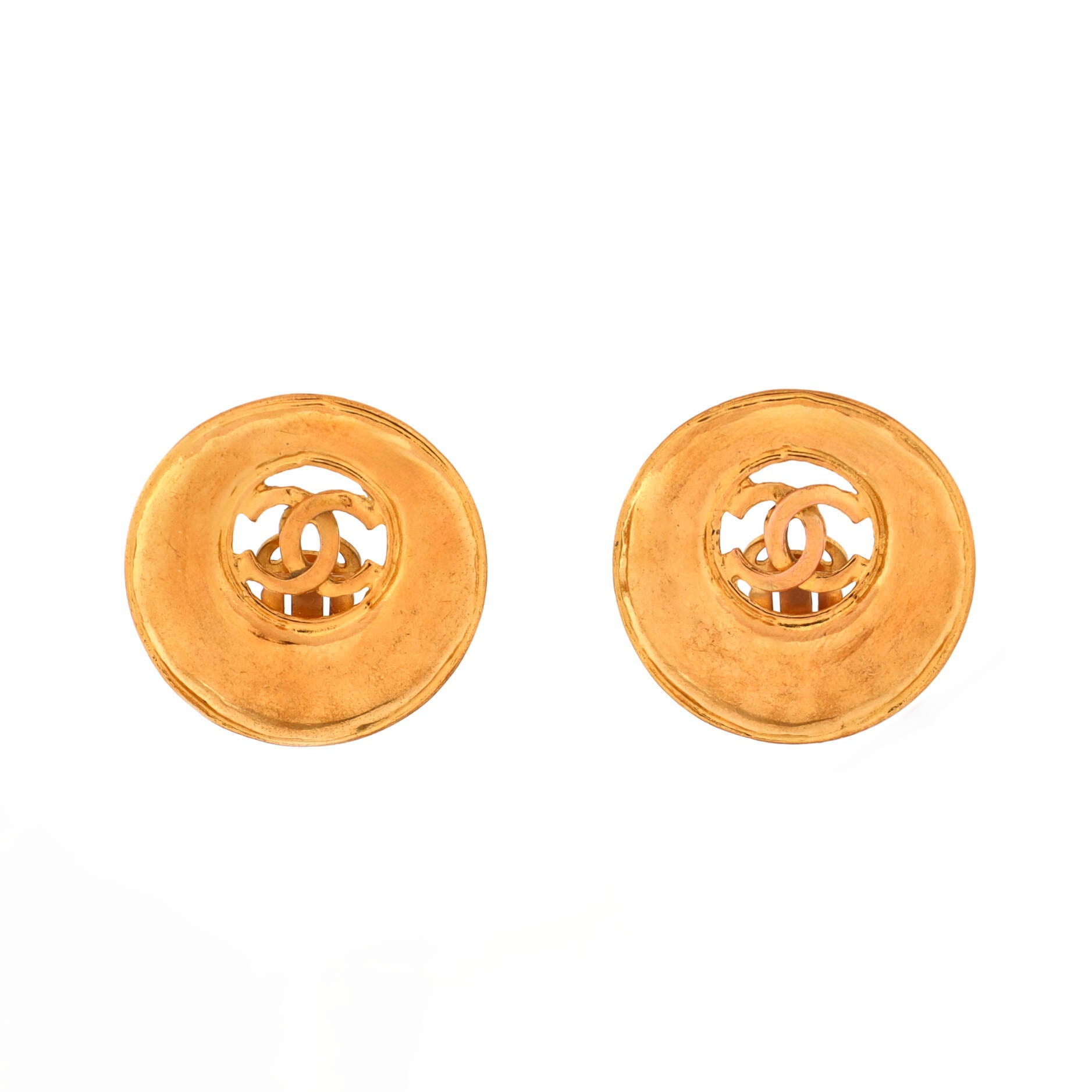 Vintage Cut-out CC Clip-On Earrings Metal