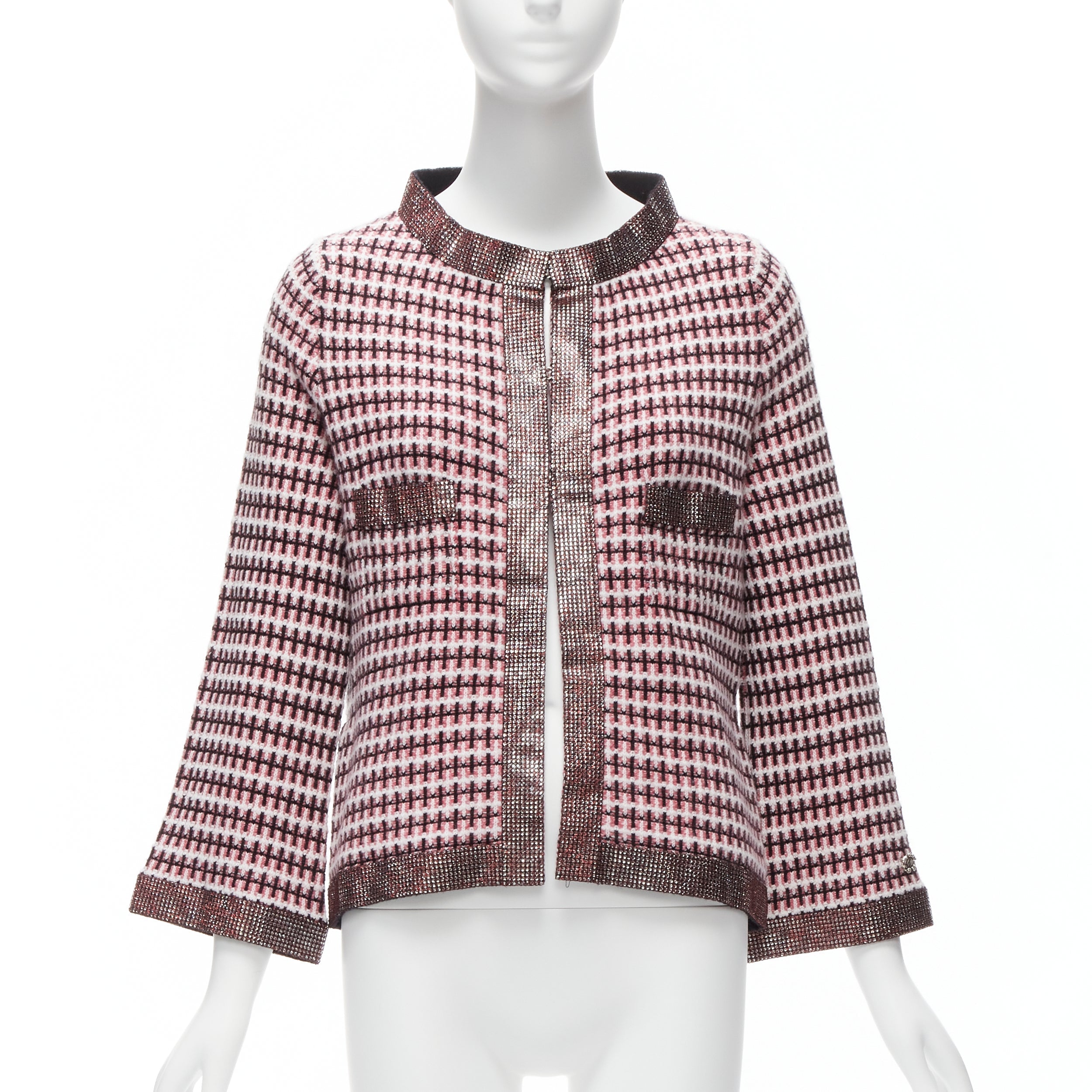 Women's Chanel cashmere tweed crystal trim swing cardigan jacket