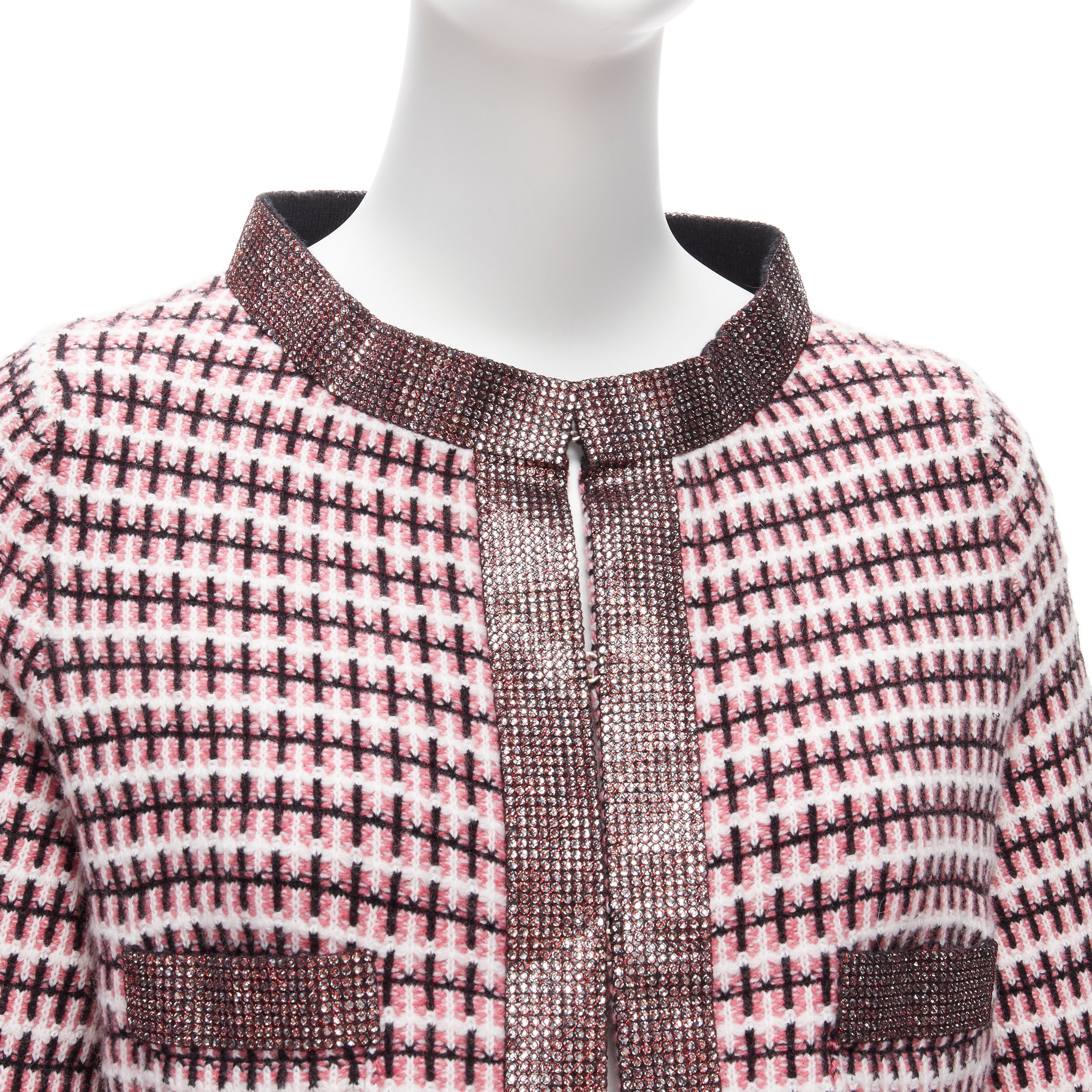 Women's Chanel cashmere tweed crystal trim swing cardigan jacket