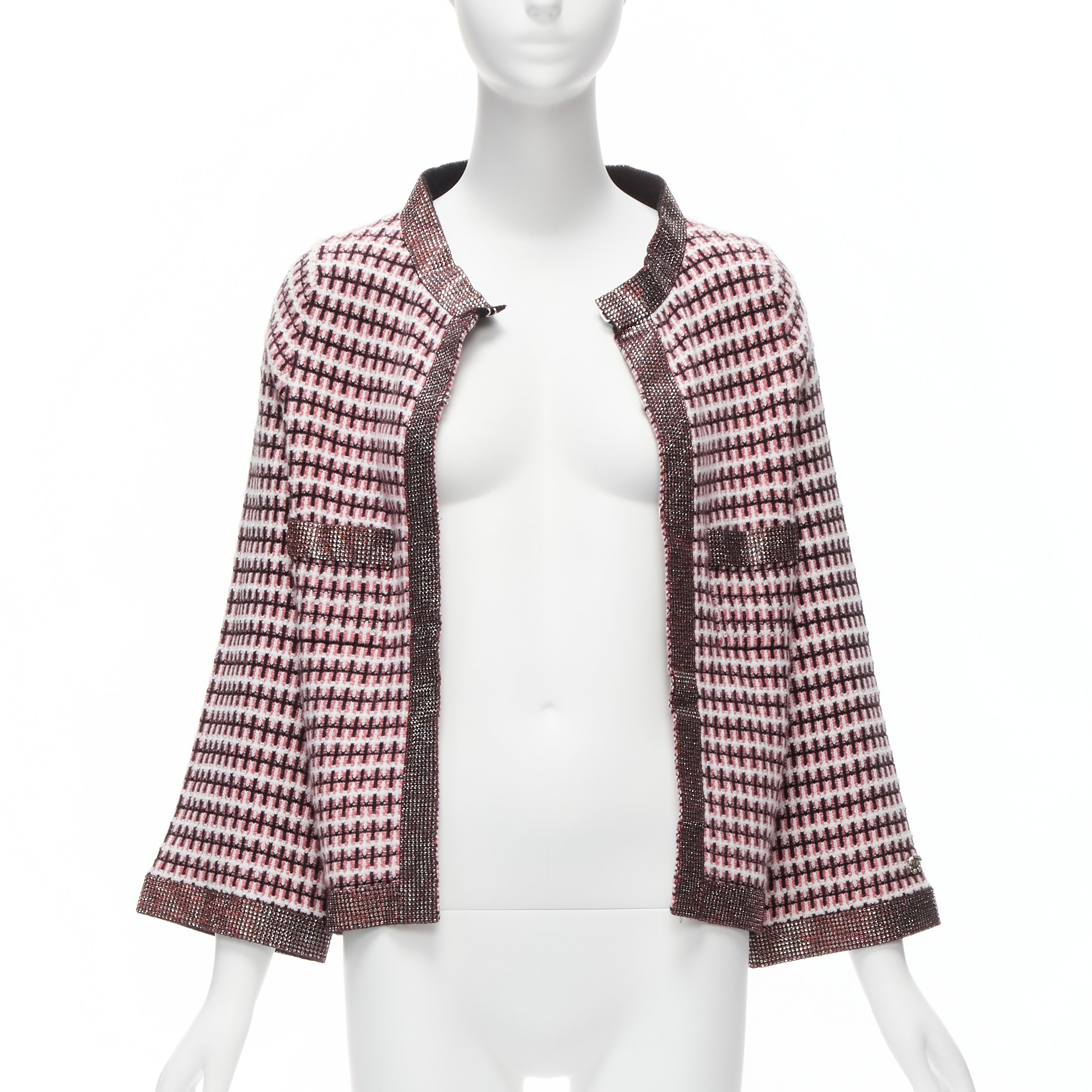 Women's Chanel cashmere tweed crystal trim swing cardigan jacket