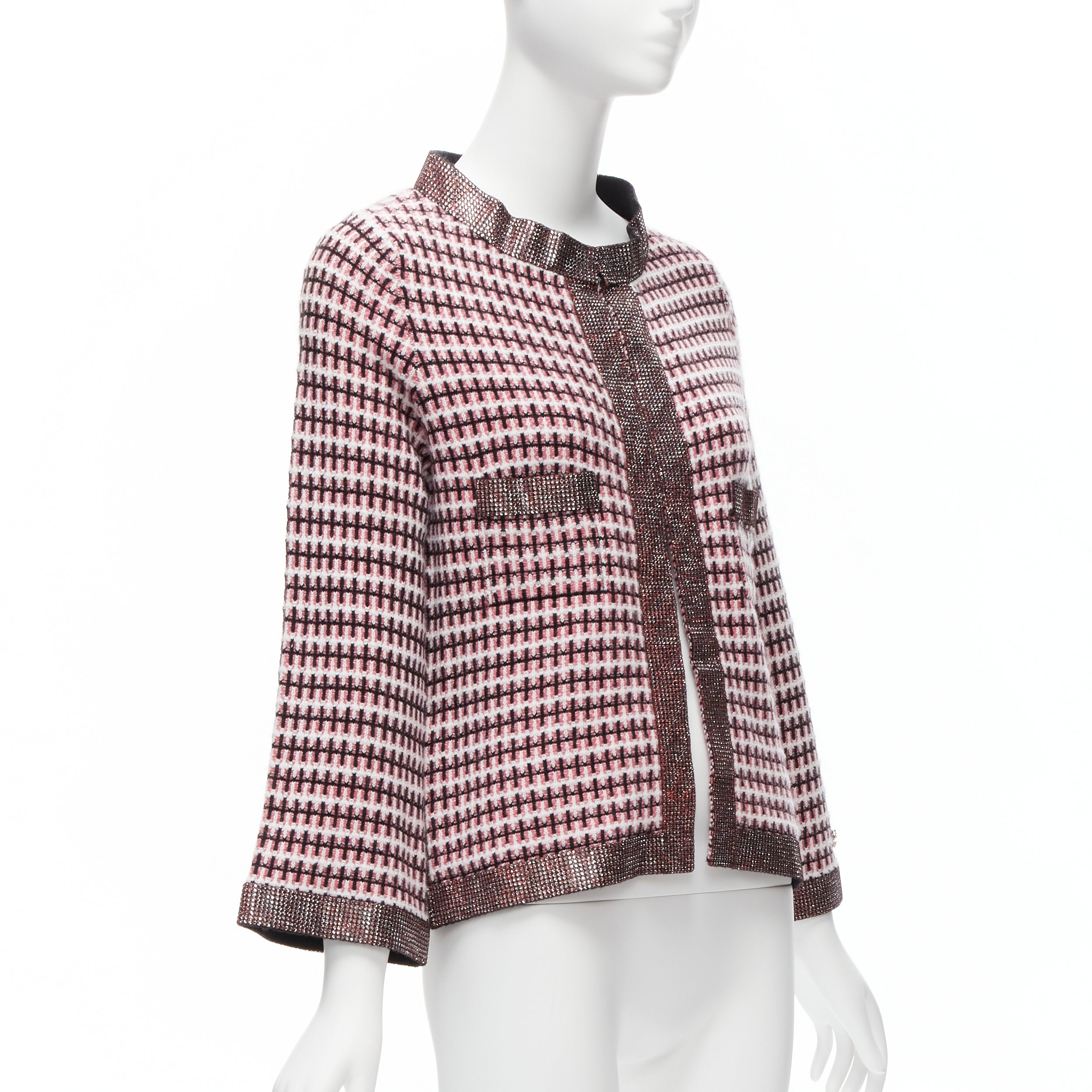 Women's Chanel cashmere tweed crystal trim swing cardigan jacket