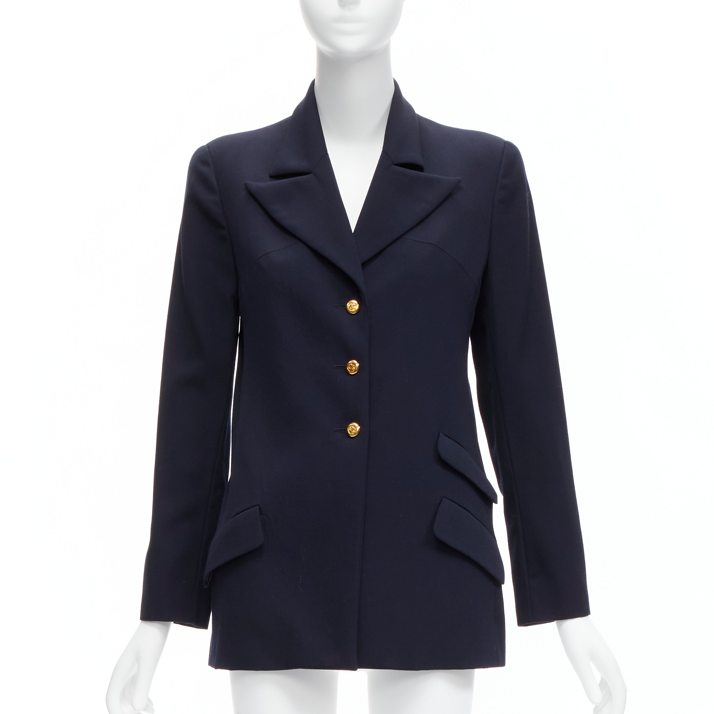Women's Chanel CC buttons p pockets military blazer jacket