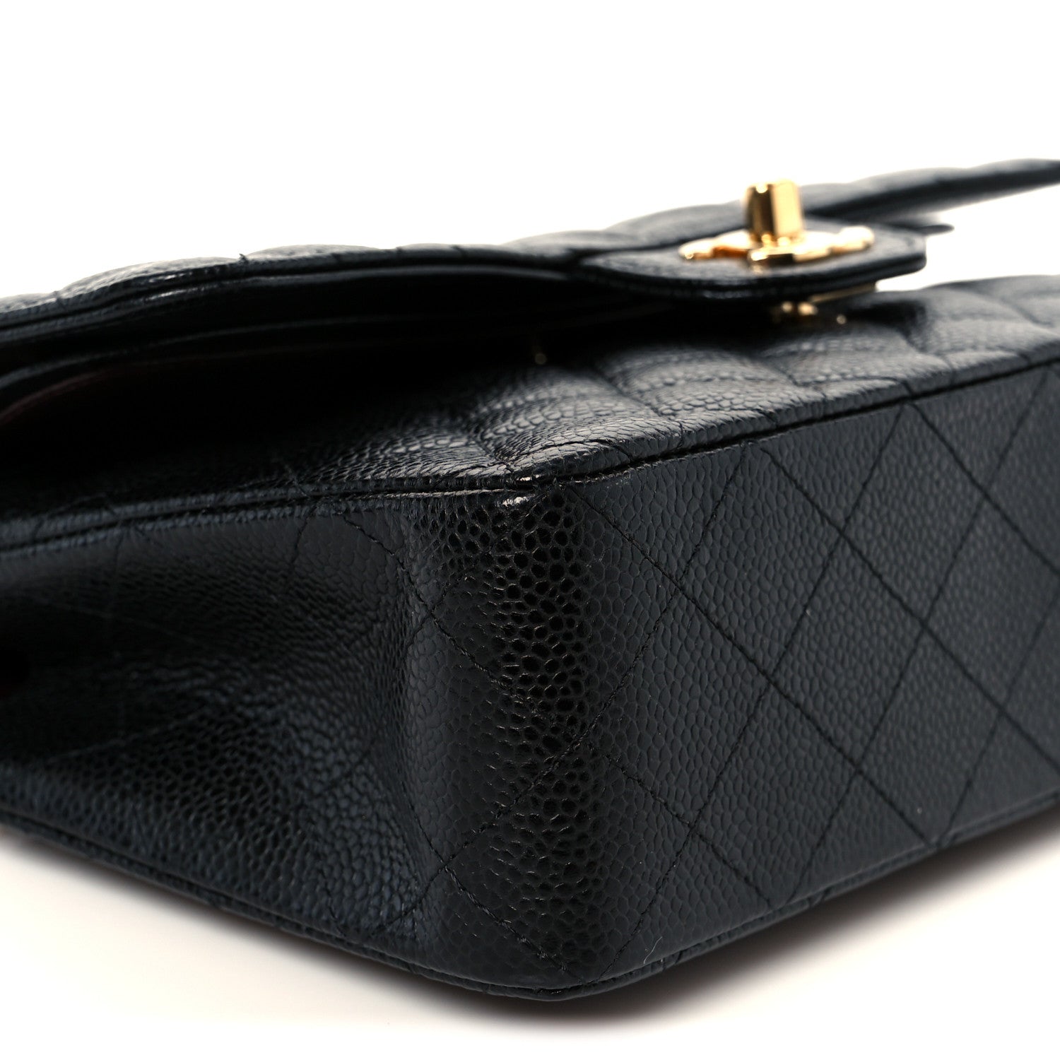 Caviar Quilted Small Double Flap Black