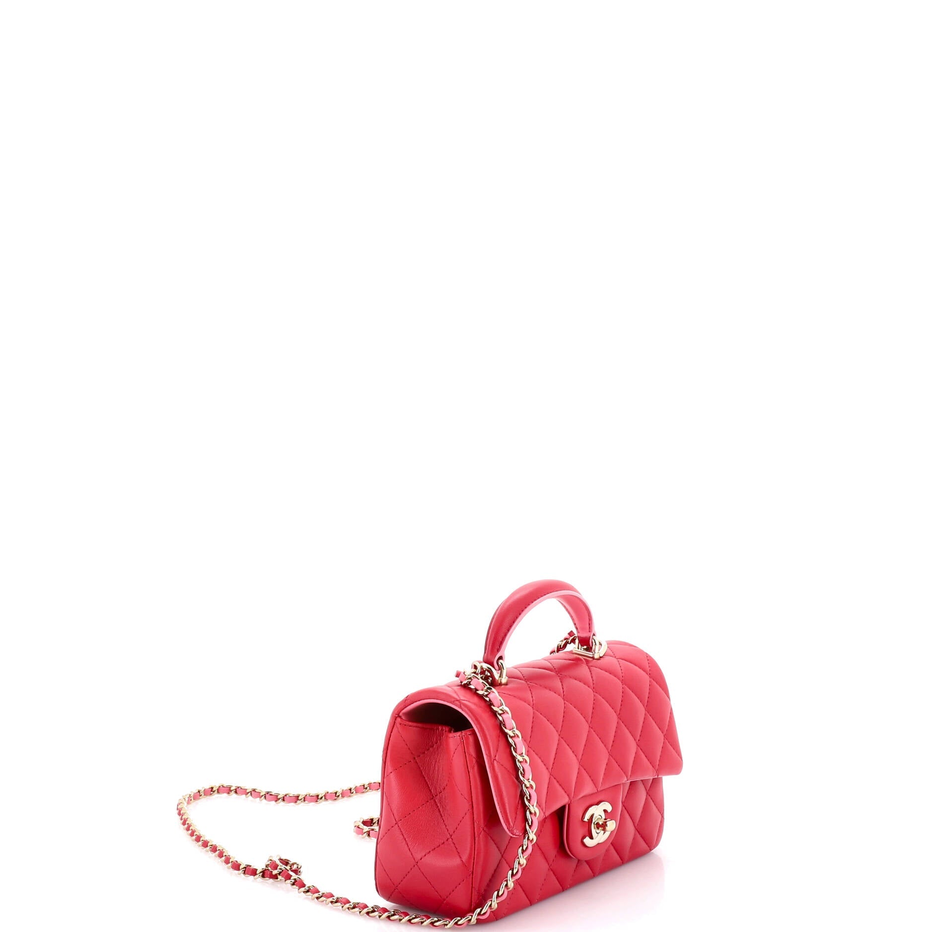 Classic Single Flap Top Handle Bag Quilted Lambskin Mini