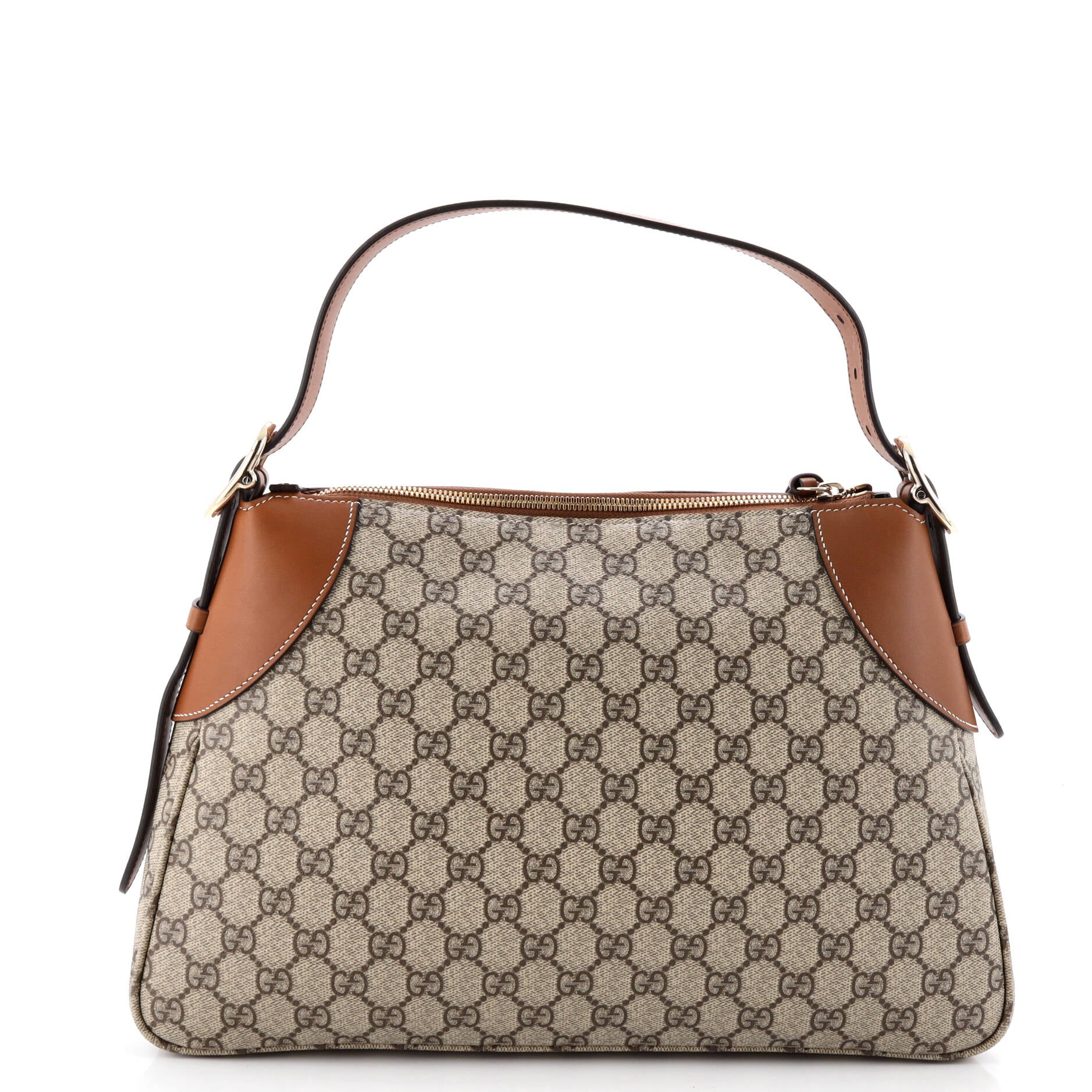 Emblem Shoulder Bag GG Coated Canvas with Leather Large