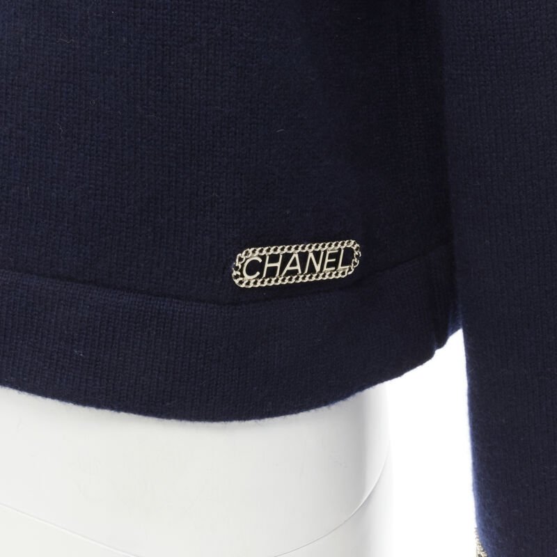 Women's Chanel cashmere chain trim boat neck sweater