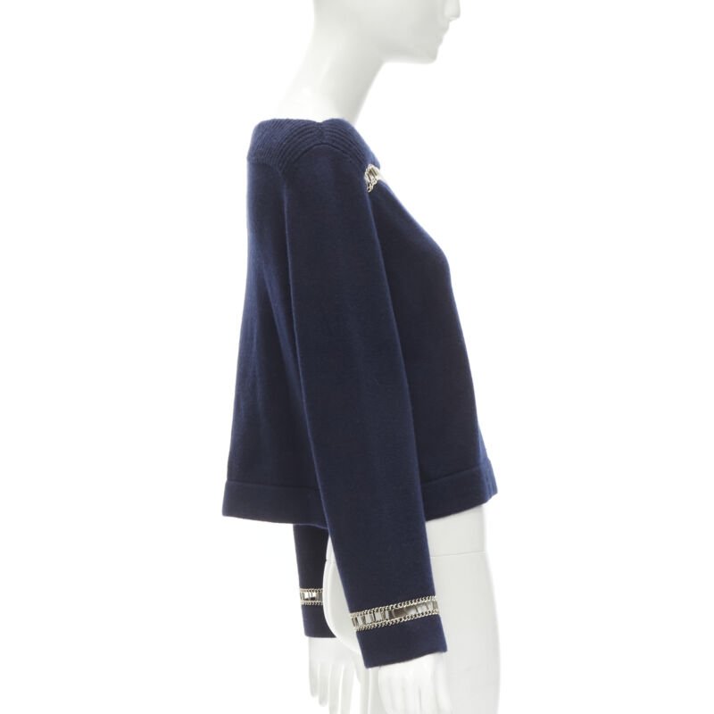 Women's Chanel cashmere chain trim boat neck sweater