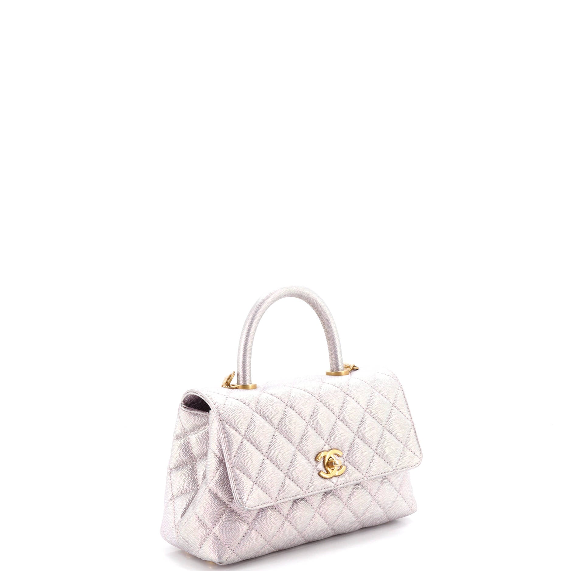 Coco Top Handle Bag Quilted Iridescent Caviar Mini