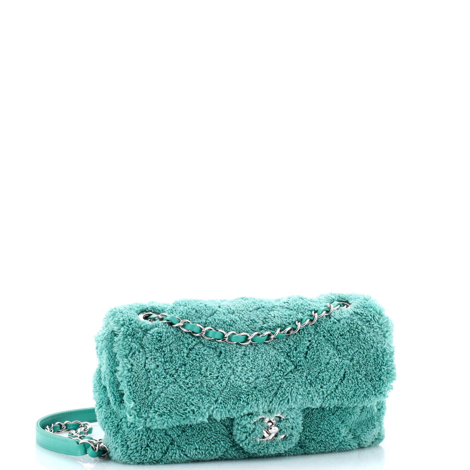 CC Chain Flap Bag Quilted Terry Cloth Medium