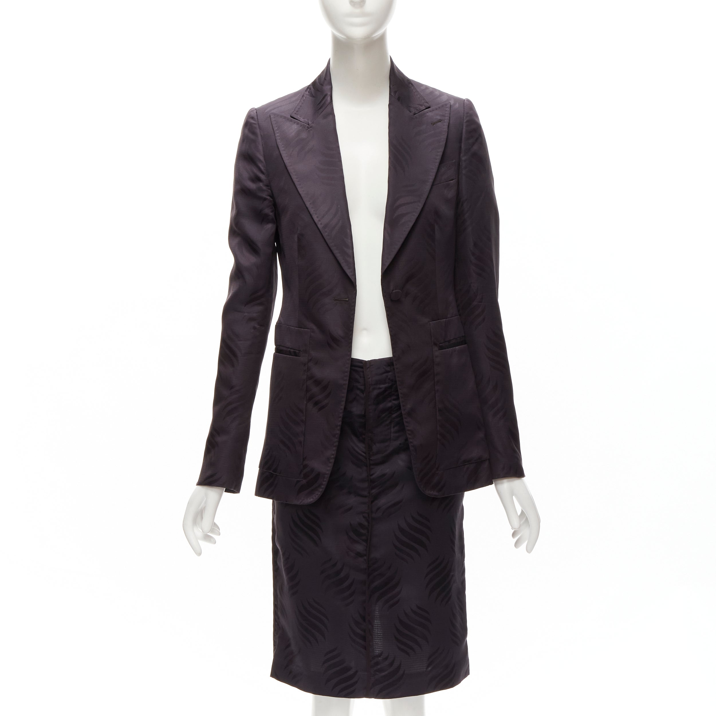 Women's Gucci Tom Ford oriental leaf jacquard blazer skirt su