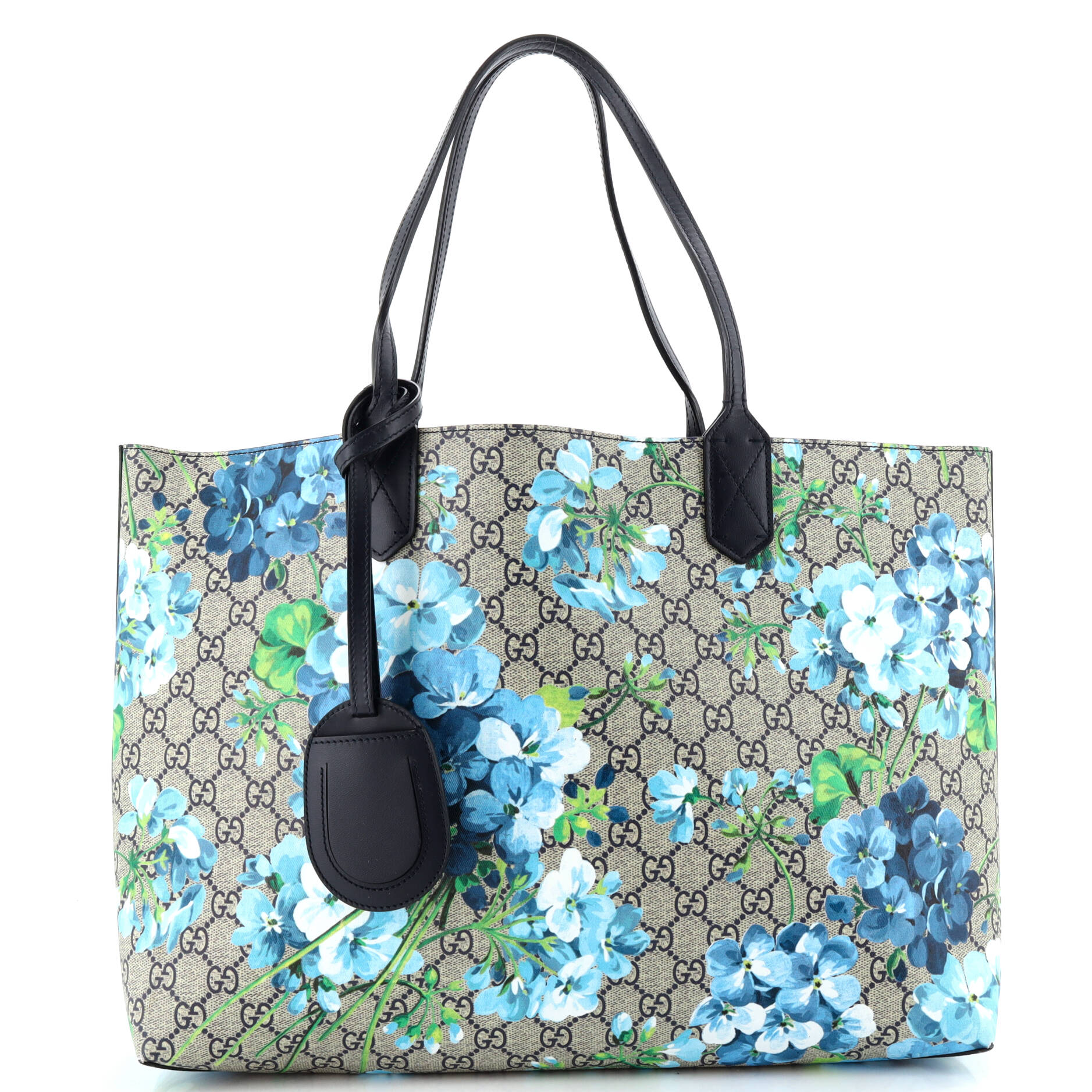 Reversible Tote Blooms Print GG Coated Canvas Medium