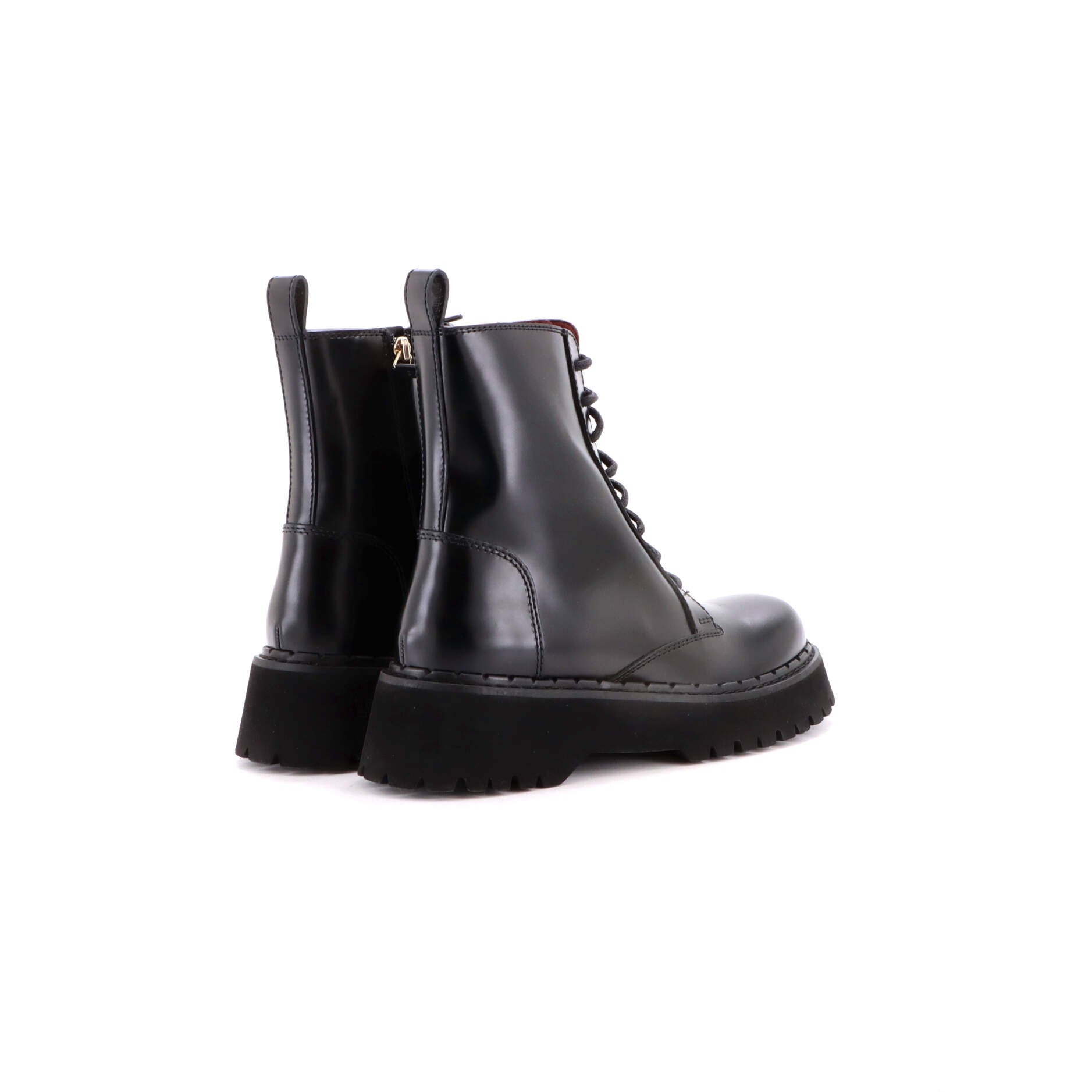 Women's Web Lace Up Combat Boots Leather