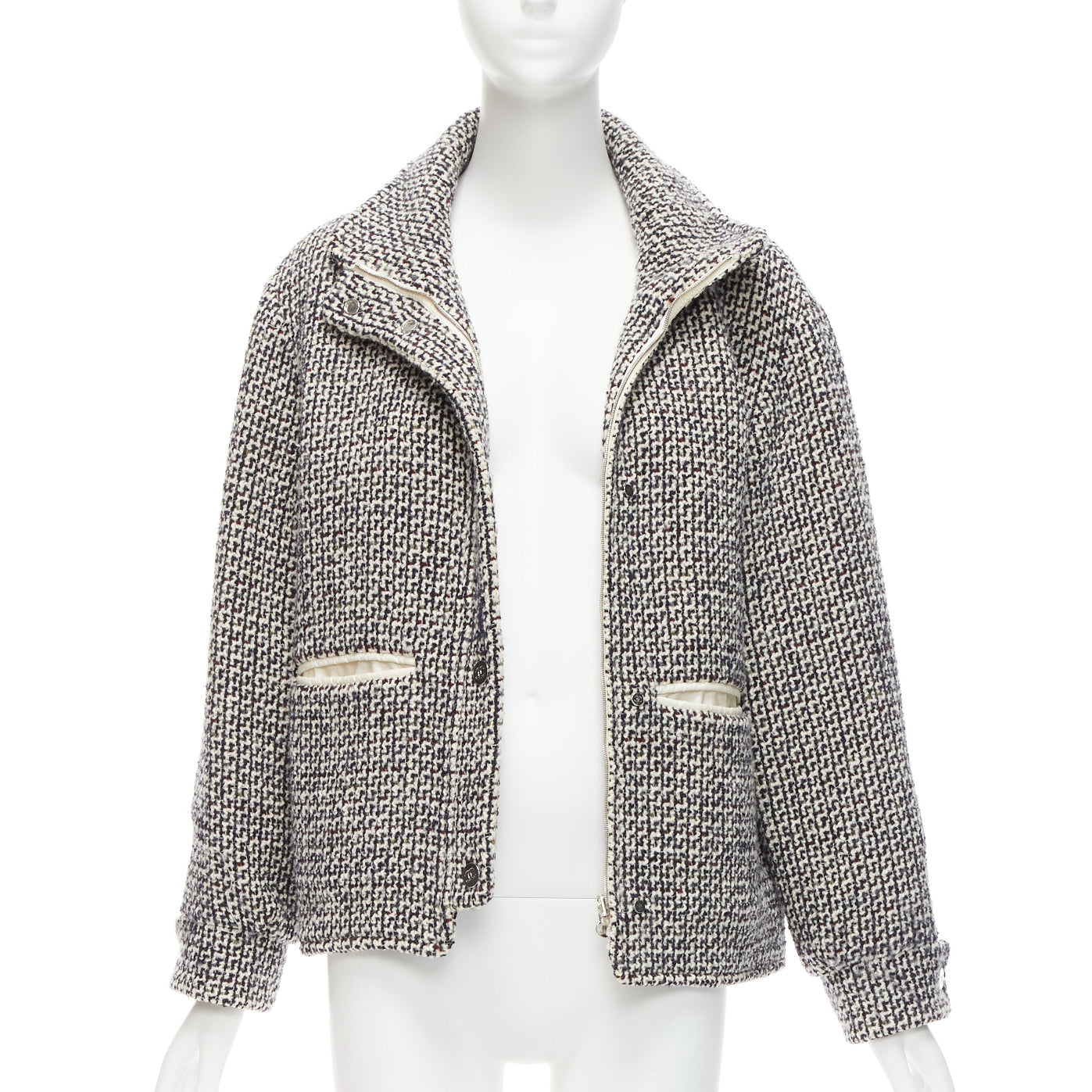Women's Chanel Reversible Wool Tweed CC Logo Padded Puffer Jacket