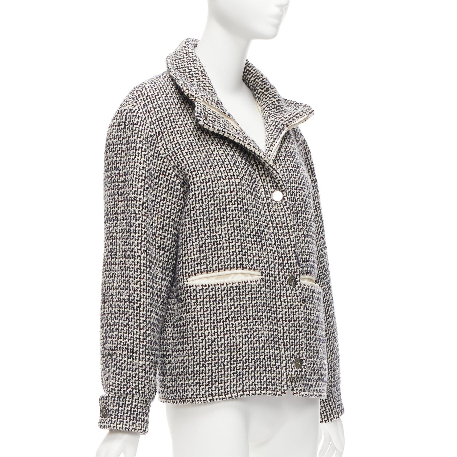 Women's Chanel Reversible Wool Tweed CC Logo Padded Puffer Jacket