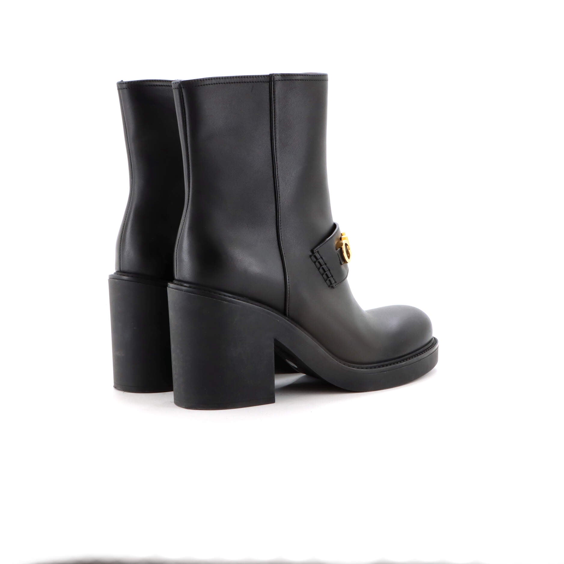 Women's Logo Heeled Ankle Boots Leather