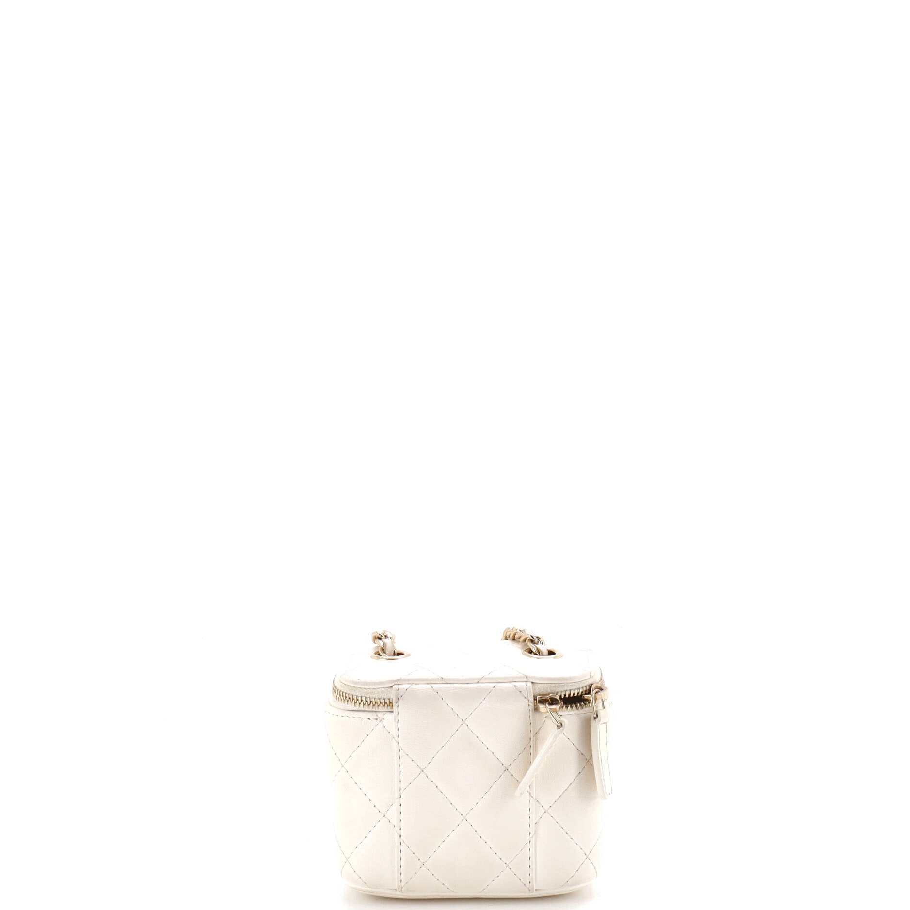 Camellia Bow Vanity Case with Chain Quilted Lambskin Mini