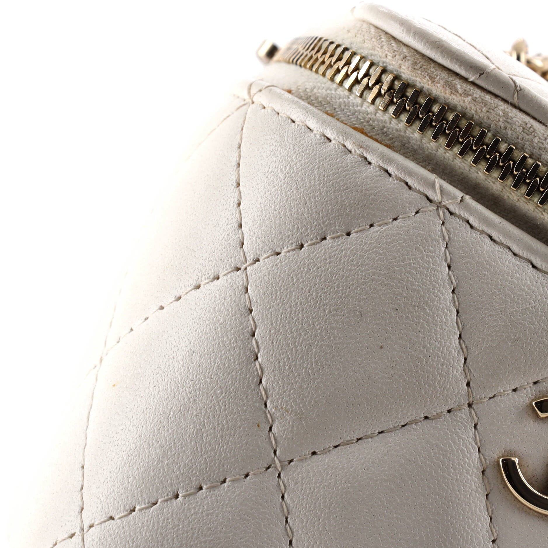Camellia Bow Vanity Case with Chain Quilted Lambskin Mini