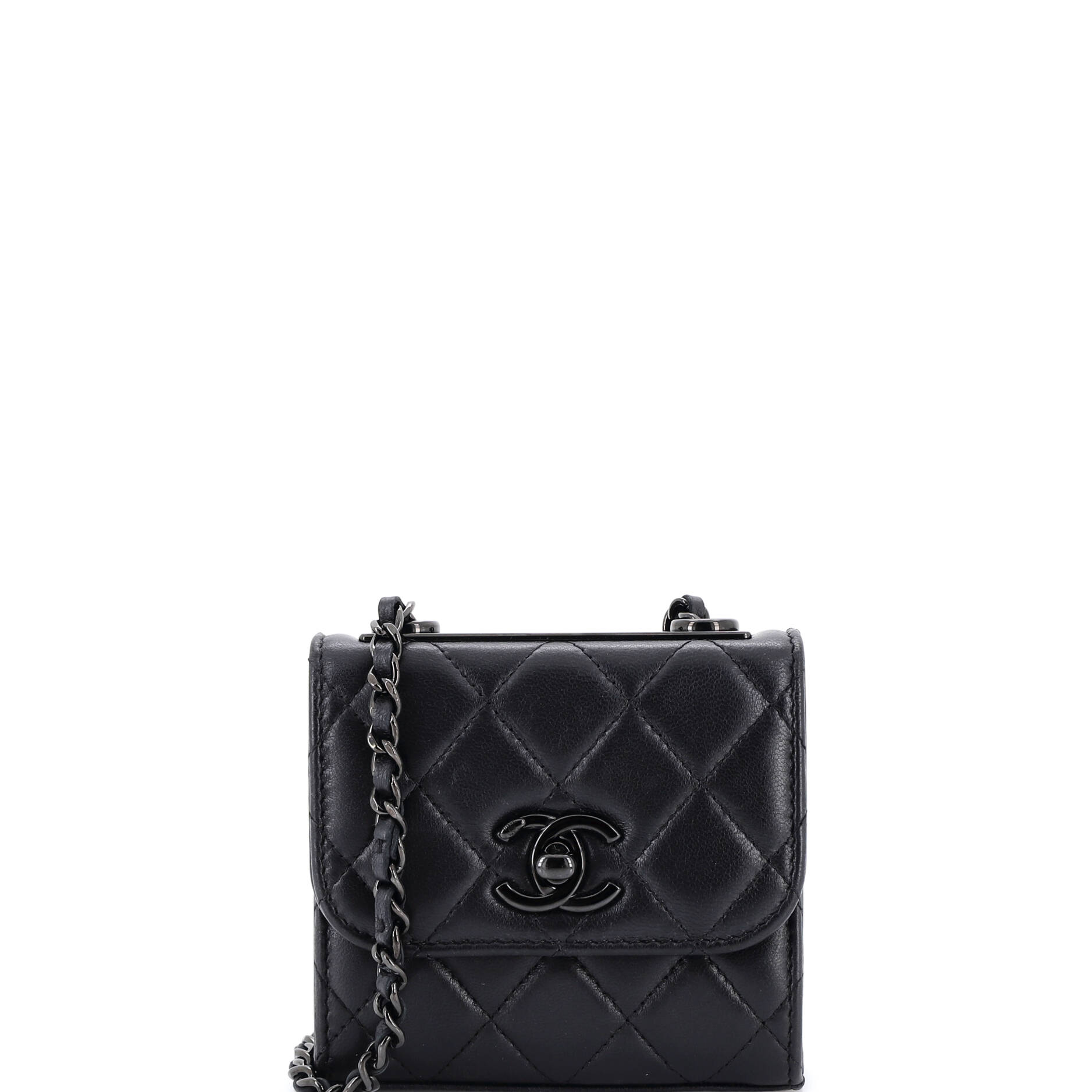 So Black Trendy CC Clutch with Chain Quilted Lambskin Small