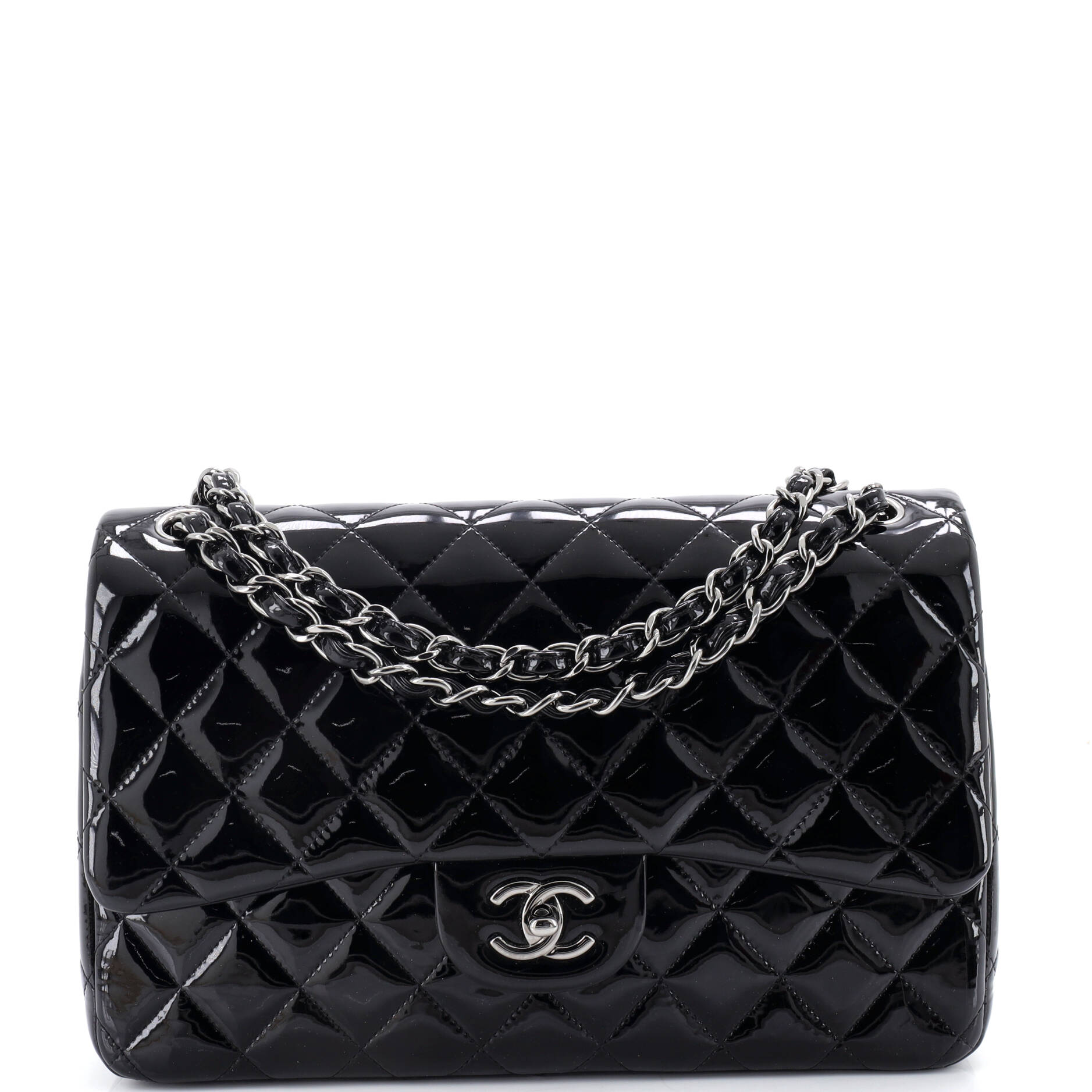 Classic Double Flap Bag Quilted Patent Jumbo
