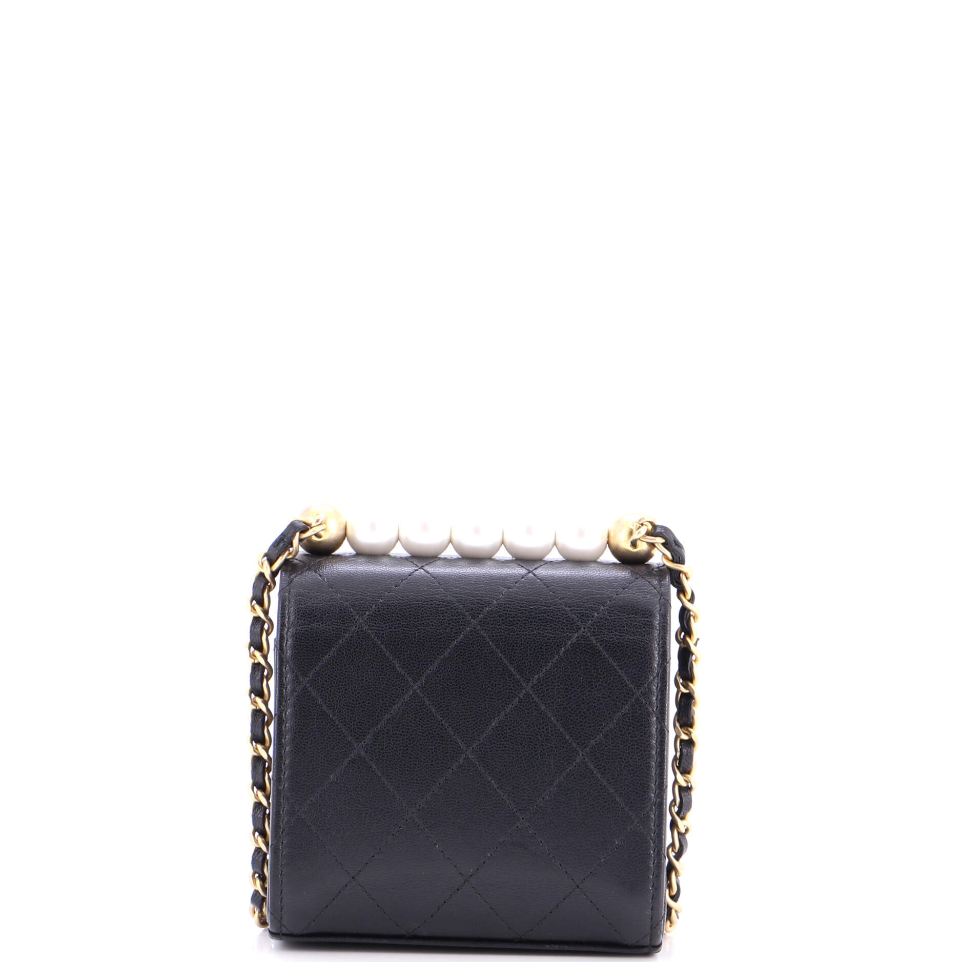 Chic Pearls Flap Clutch with Chain Quilted Goatskin Mini