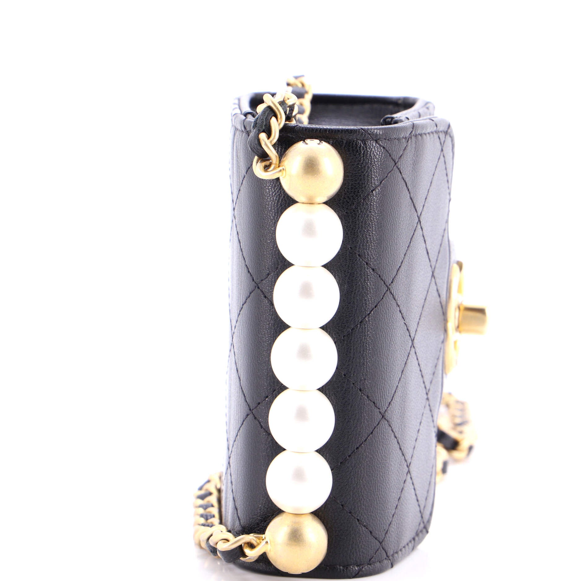 Chic Pearls Flap Clutch with Chain Quilted Goatskin Mini