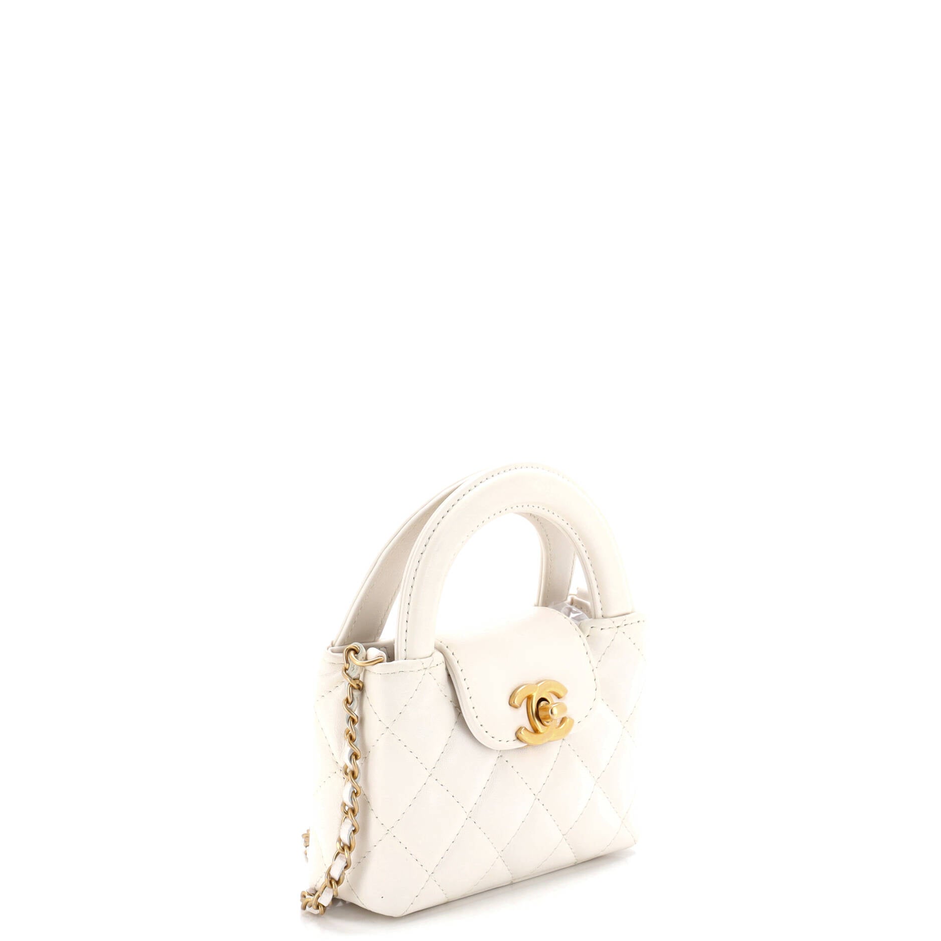 Kelly Top Handle Shopping Bag Quilted Shiny Aged Calfskin Nano
